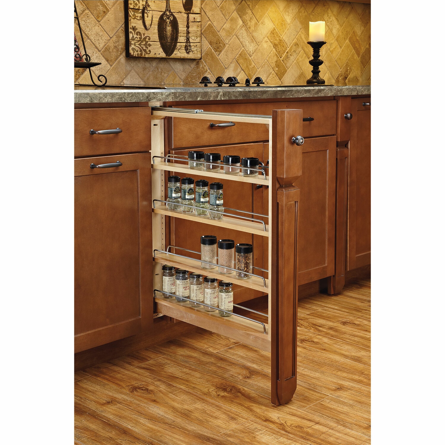 Rev-A-Shelf 3-in W x 30-in H x 23-in D 4-Tier Cabinet-mount Maple Wood ...