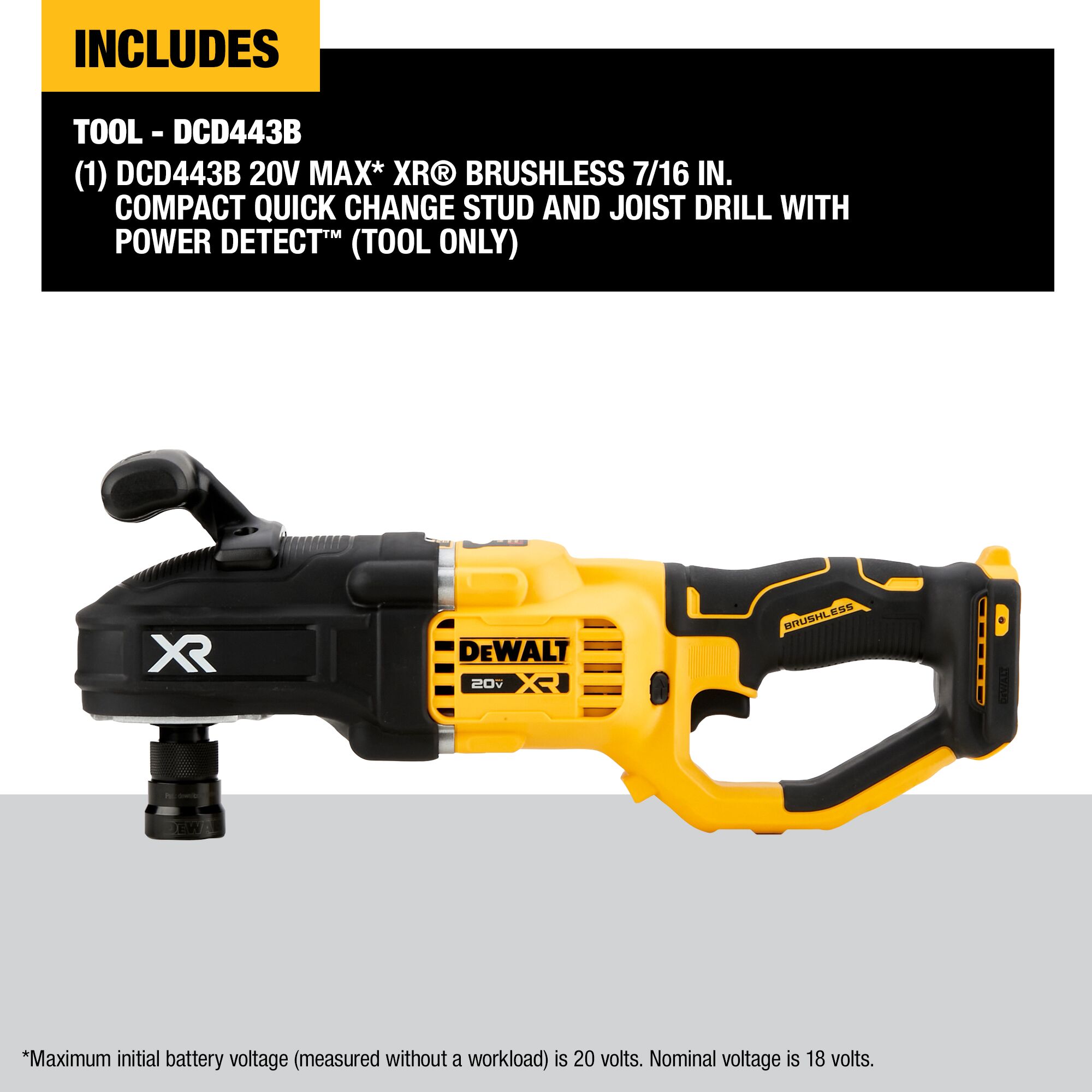 DEWALT XR POWER DETECT Stud Joist 20-volt Max 7/8-in Brushless Right Angle  Cordless Drill (Bare Tool) in the Drills department at
