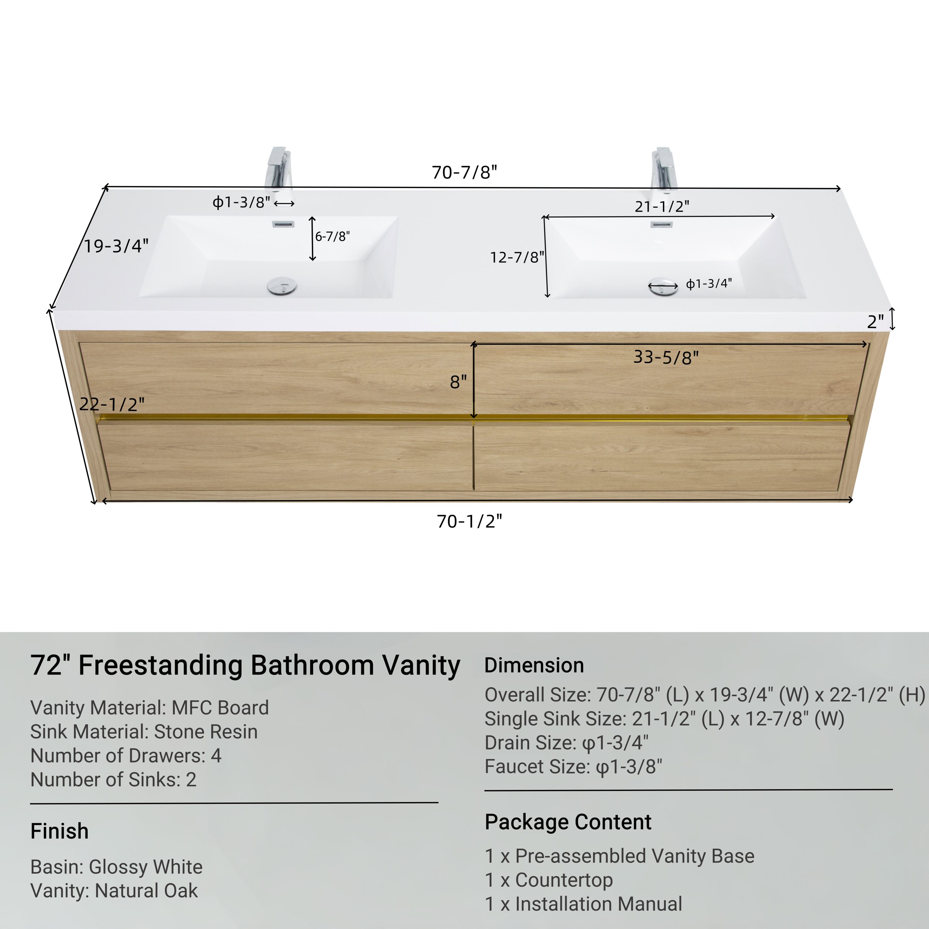 CASAINC MS-30048-CAB-GR-1 Bath-Vanity-Combo - View #6