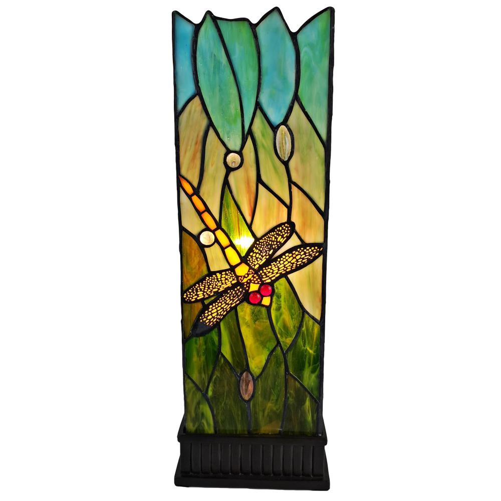 Tiffany Style Multicolored Stained Glass Dragonfly Nightstand Lamp