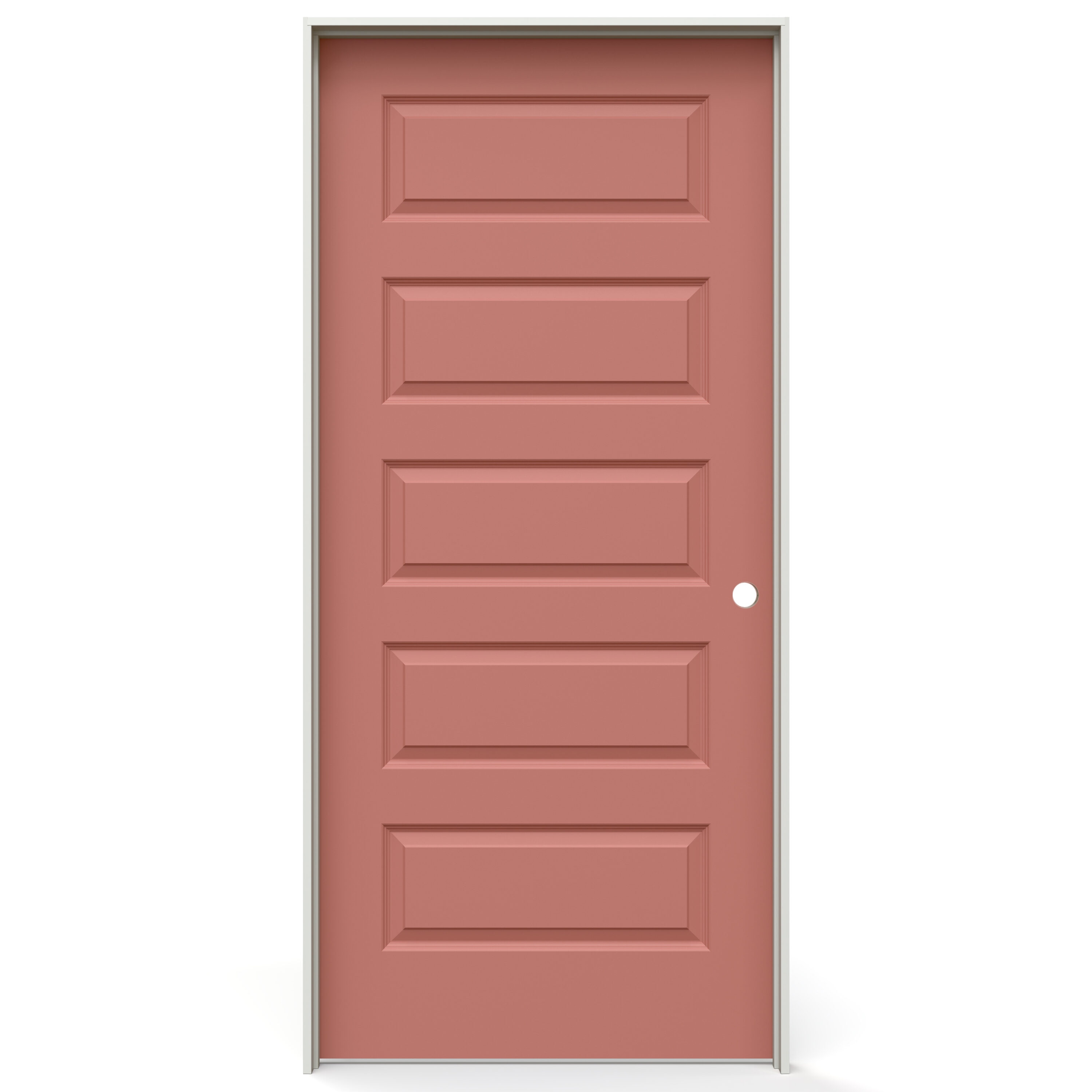 JELD-WEN LOWOLJW227400068 32-in x 80-in Sunset Quartz Hollow core 5-panel equal Left hand Smooth Prefinished Molded composite Flat Jamb Single Prehung Interior Door