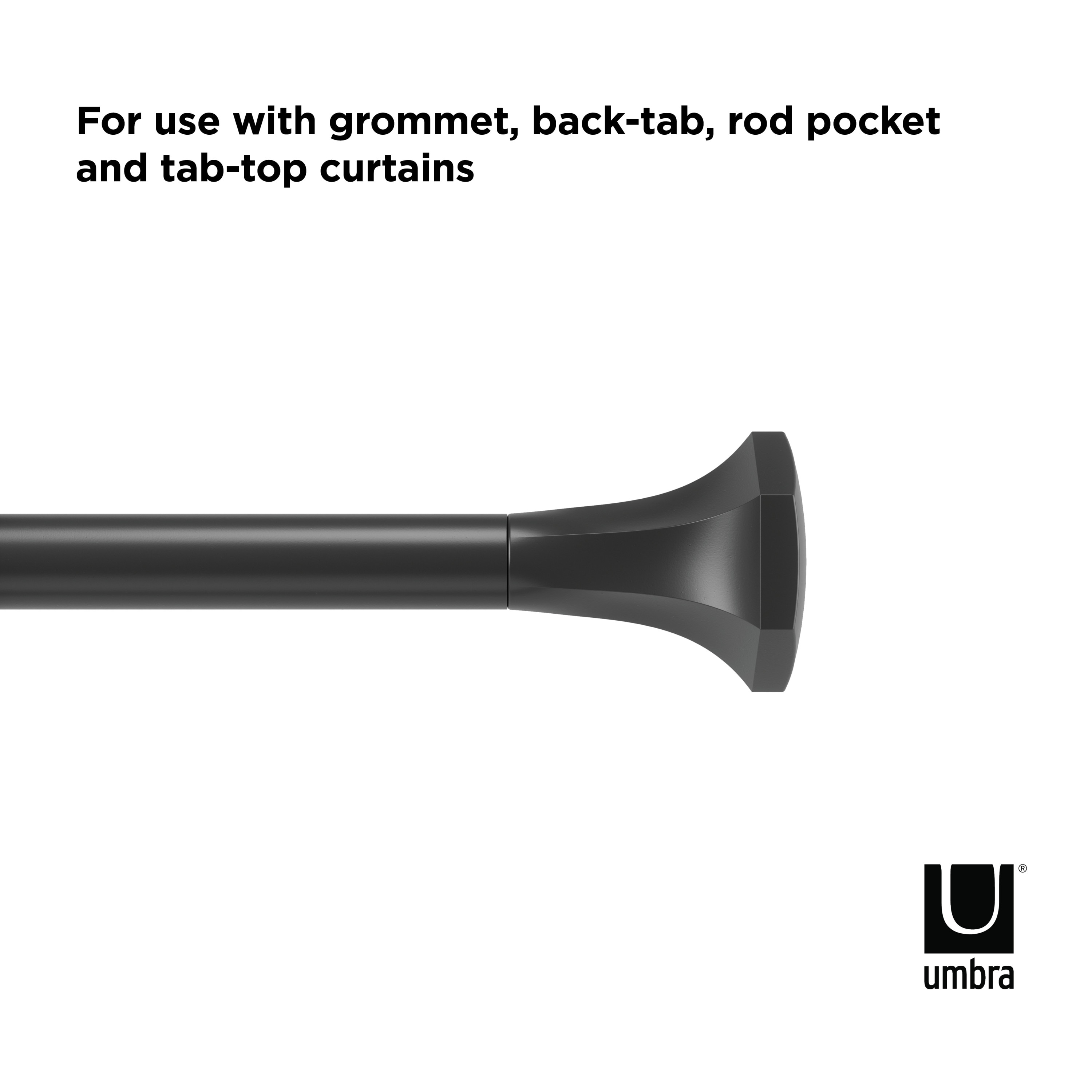 Sita Matte Black Adjustable Steel Curtain Rod 36-72 Inches
