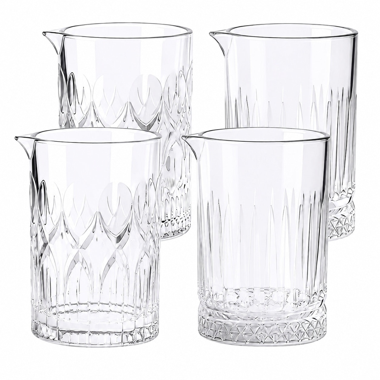 Aoibox  25 oz Lead Free Thick Walled Cocktail Mixing Glasses Drip Free Spout Heavy Base Old Fashioned Set 4