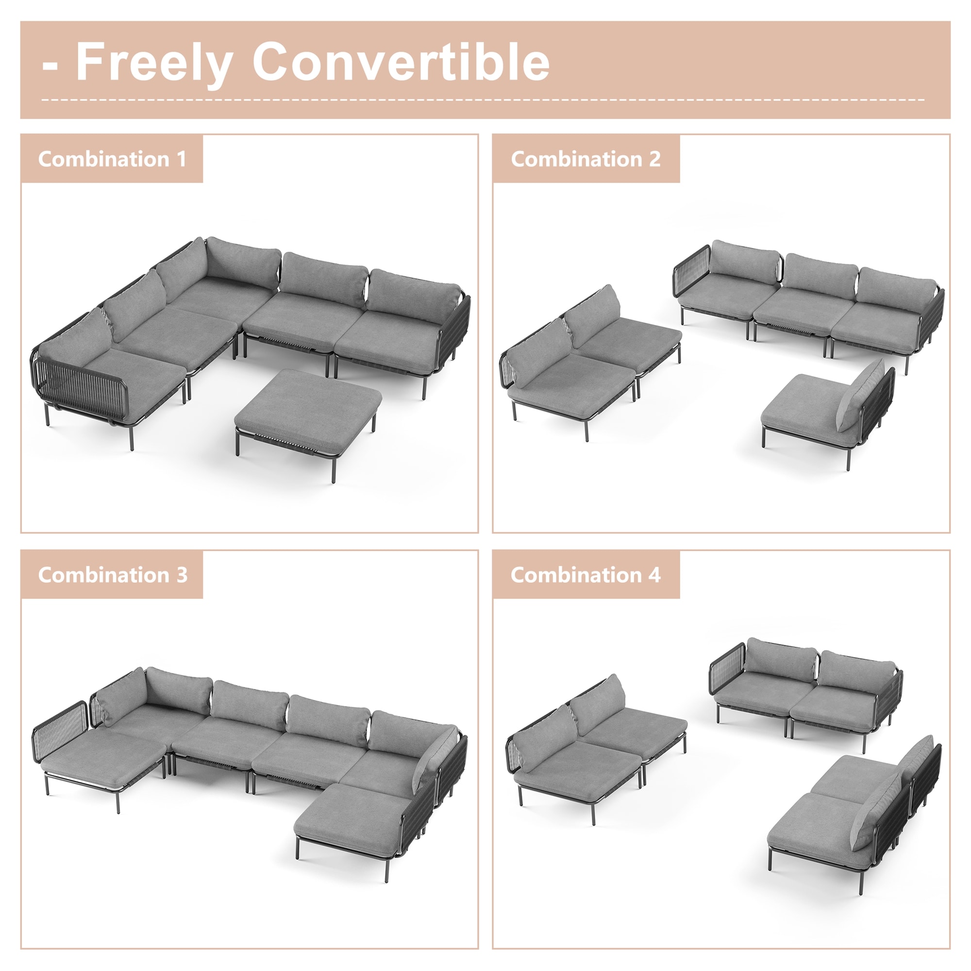 Crestlive Products CL-SF005DGY-6B Patio-Sofas-Daybeds - View #5