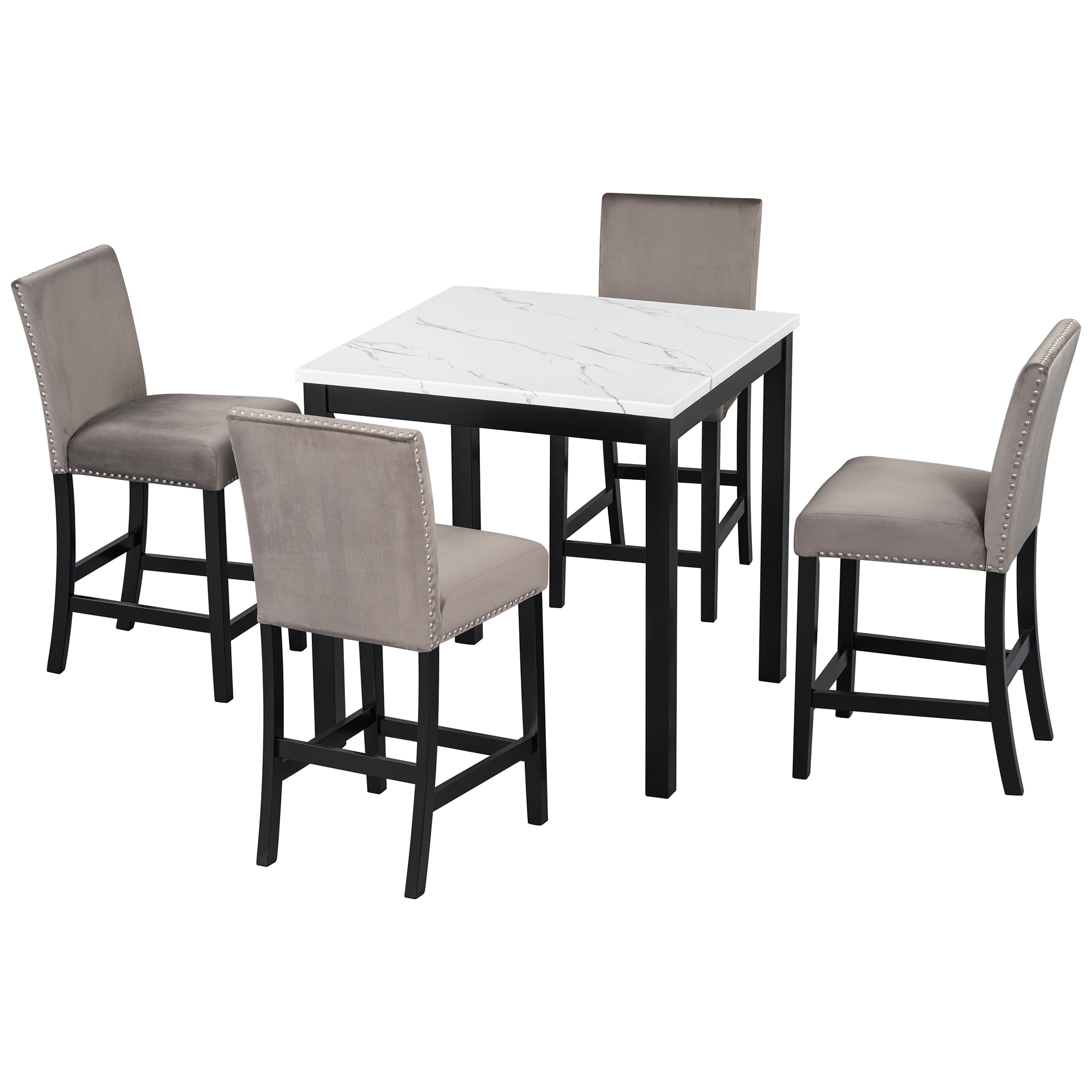 Bybafun YC9900036 Brown Contemporary/Modern Dining Room Set with Square Table ( Seats 4 )