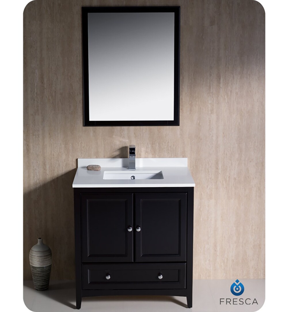 Fresca FVN2030ES Oxford 30-in Espresso Undermount Single sink Bathroom Vanity with White Quartz Top (Mirror Included)