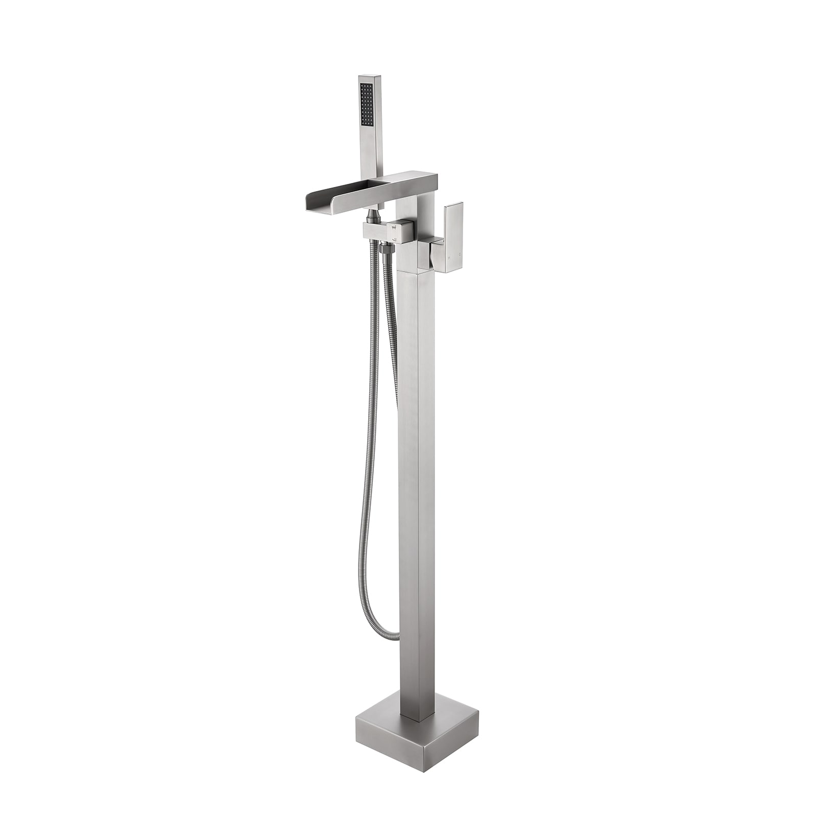 Flynama XY-IS2254N Brushed Nickel 1-handle Freestanding Waterfall Bathtub Faucet with Hand Shower ( Valve Included )