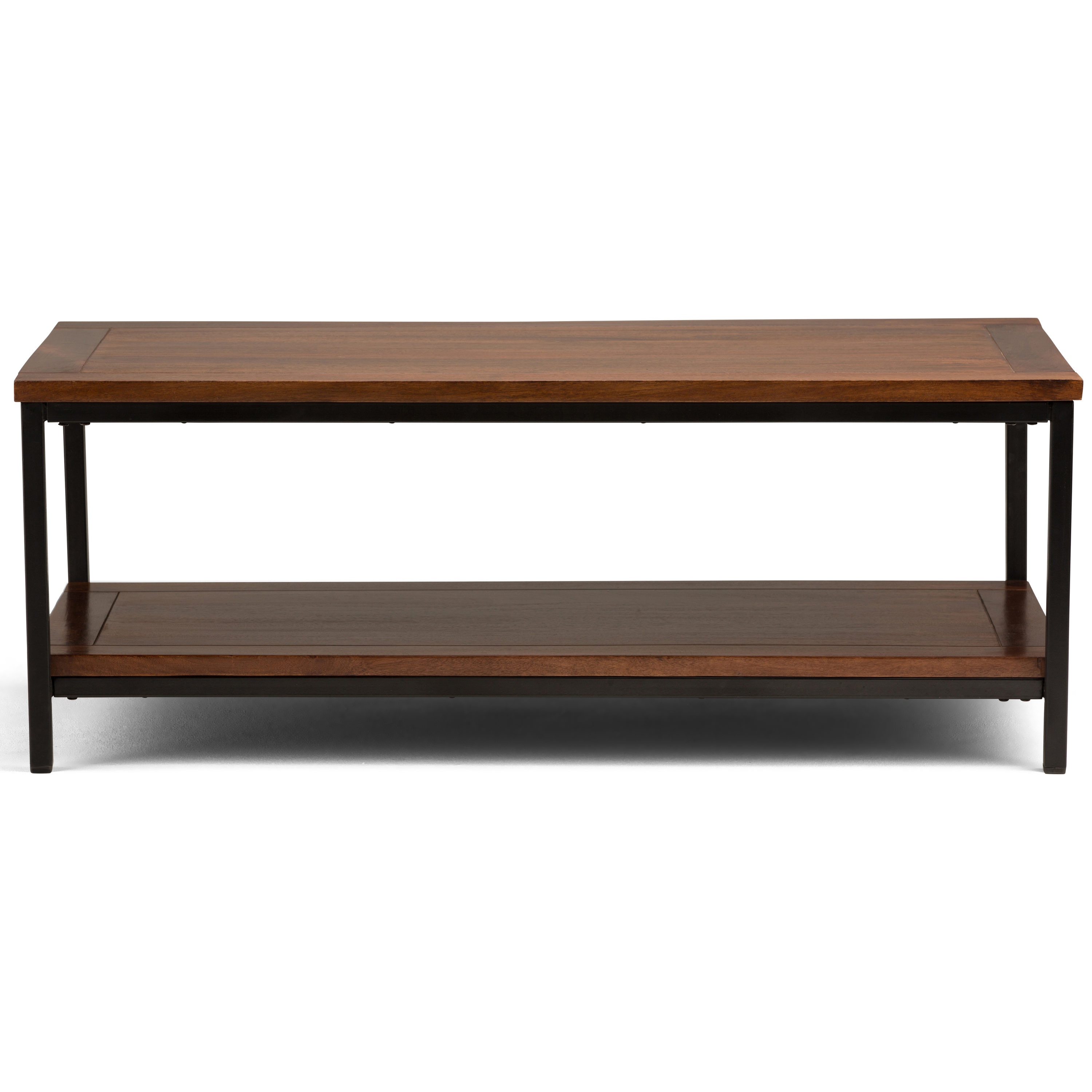 Modern Skyler 48" Black Metal and Mango Wood Coffee Table with Storage