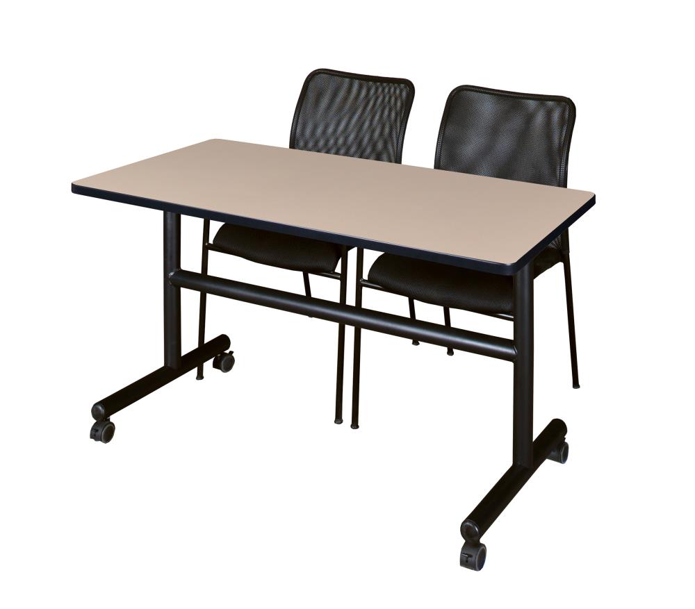 Regency MKFT4830BE75BK Training Off-white 4-Person Training Table (48-in W x 29-in H)