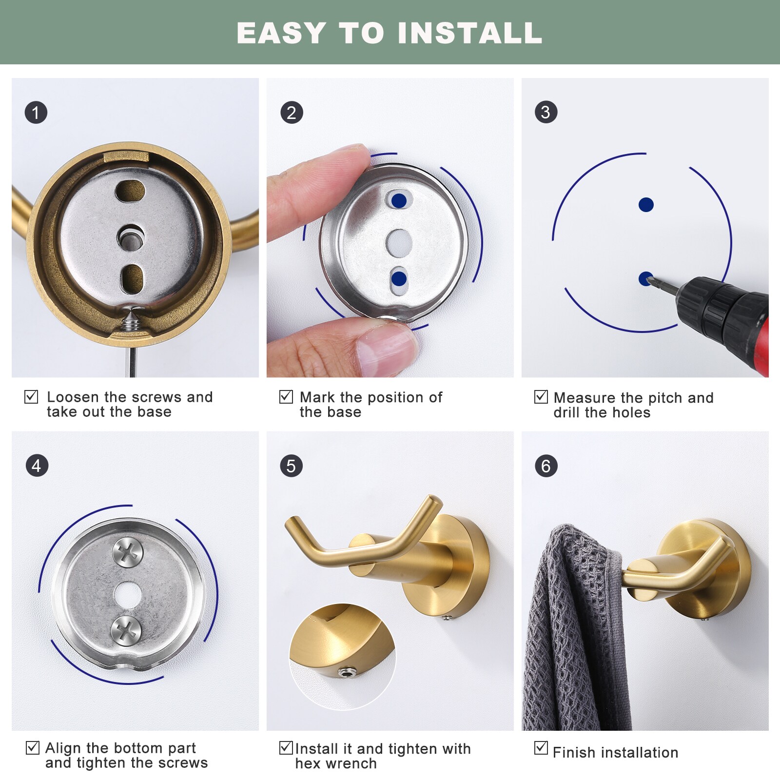 WOWOW 480807G-LW Robe-Hooks - View #5
