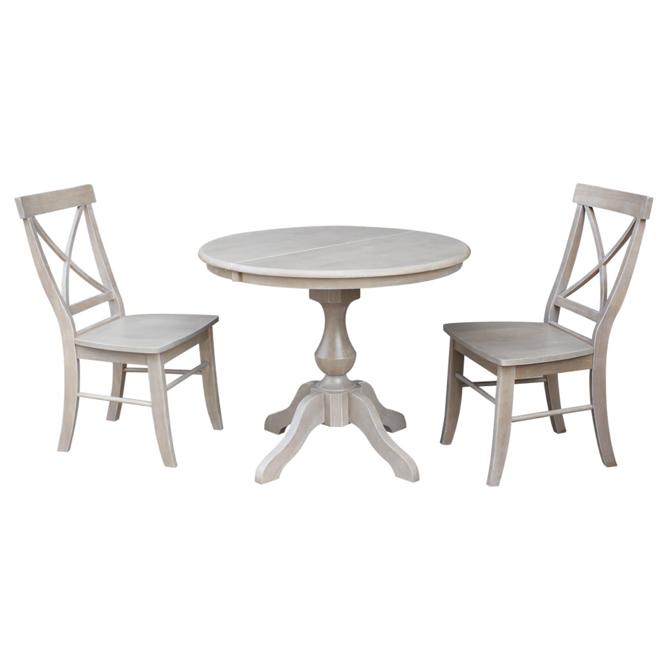 International Concepts K09-36RXT-11B-C613-2 Washed gray taupe Traditional Dining Room Set with Round Table ( Seats 2 )