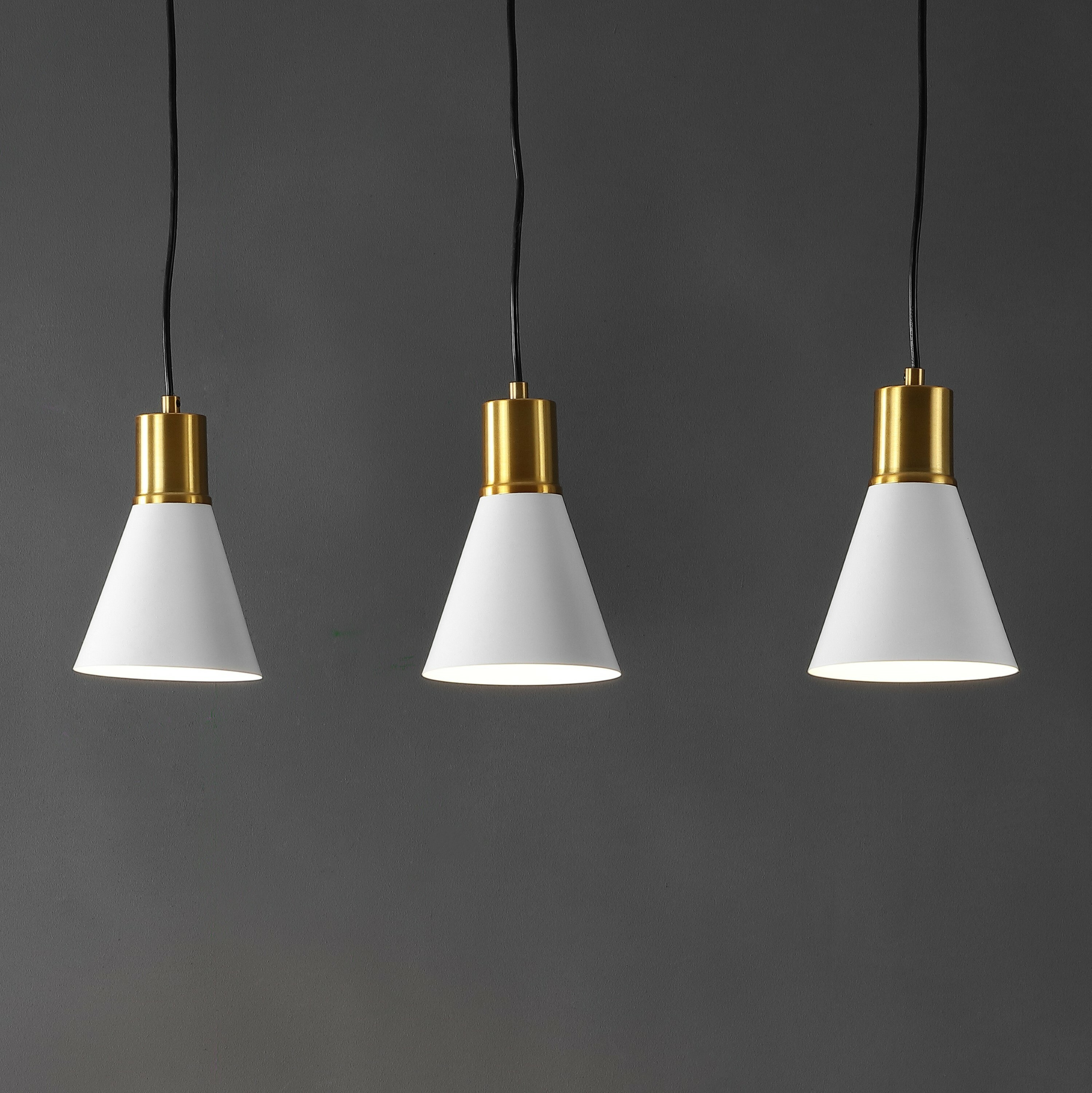 Apollo White and Brass Gold 33.5" Adjustable Linear LED Pendant