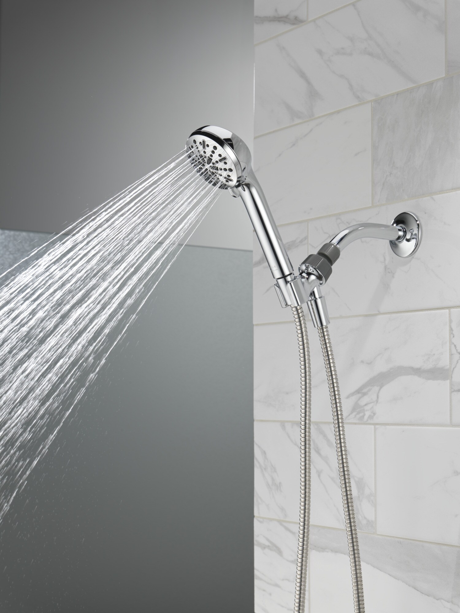 Chrome Adjustable Multi-Head Handheld Shower with Hose