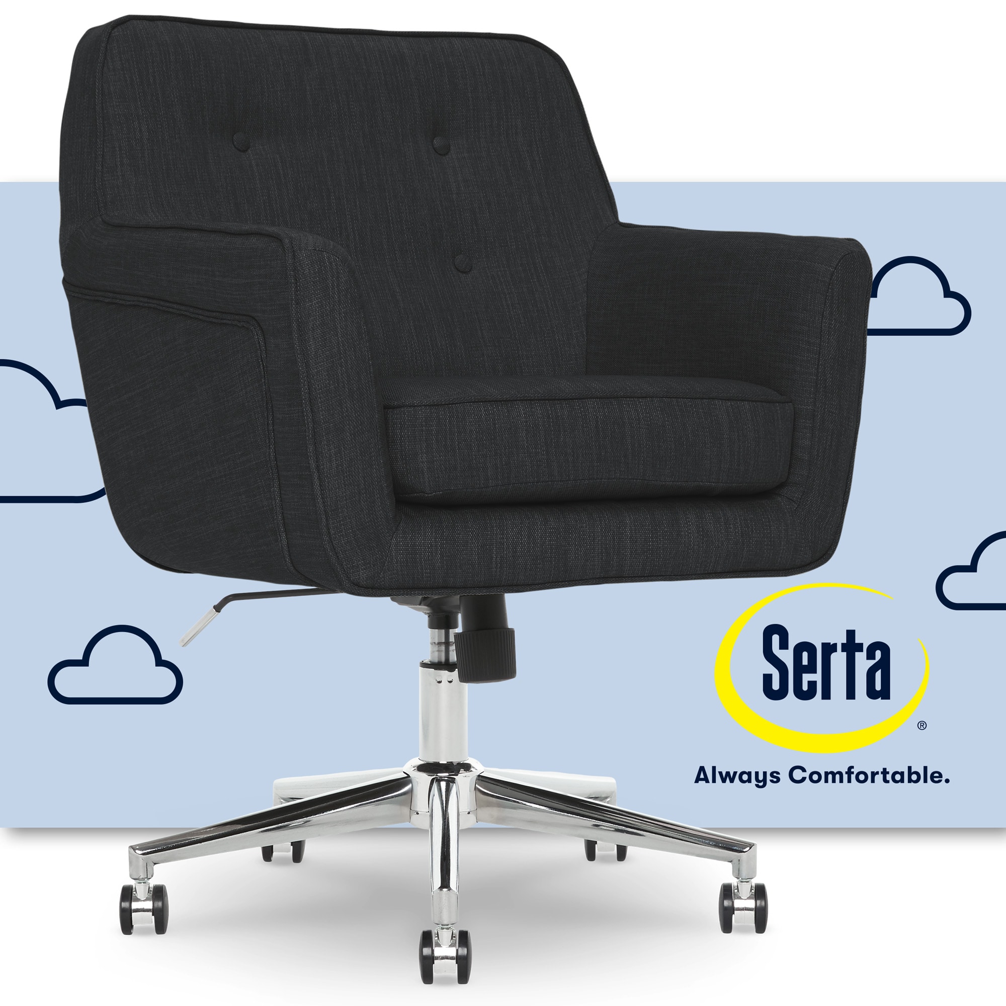 Ashland Charcoal Fabric Swivel Home Office Chair with Memory Foam