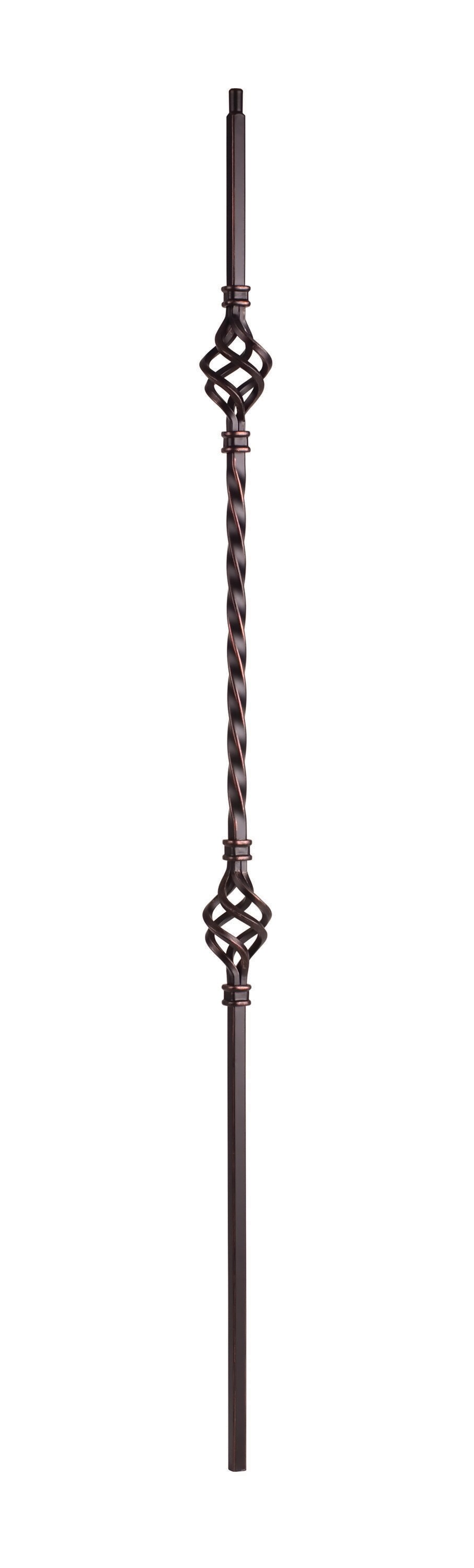 Crown Heritage 4583122RC44 44-in x 2.375-in Rubbed Copper Aluminum Pin Top Double Basket Stair Baluster