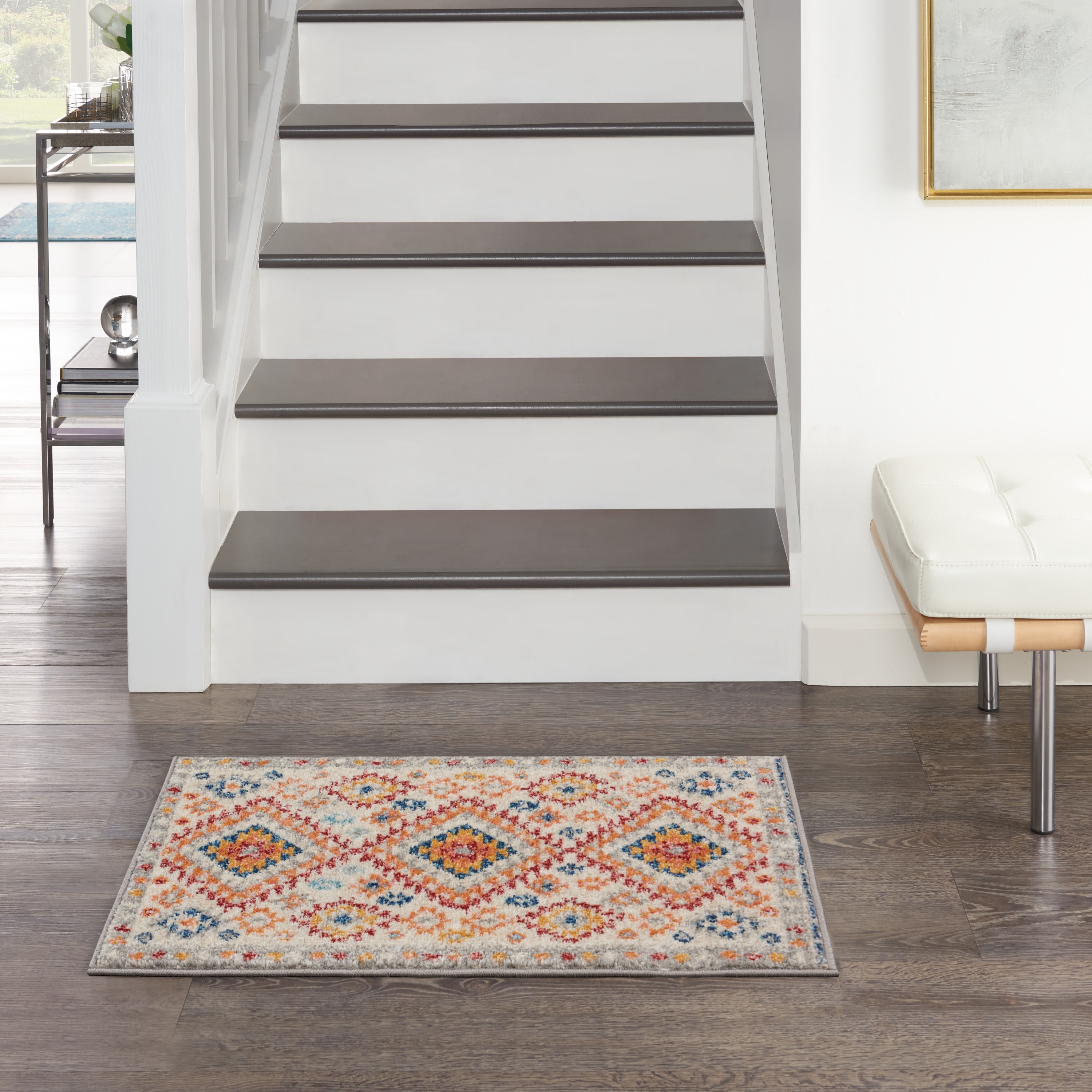 Nourison 099446814333 Passion 2 x 3 (ft) Loomed Polypropylene Ivory/Multi Rectangular Indoor Geometric Bohemian/Eclectic Area rug