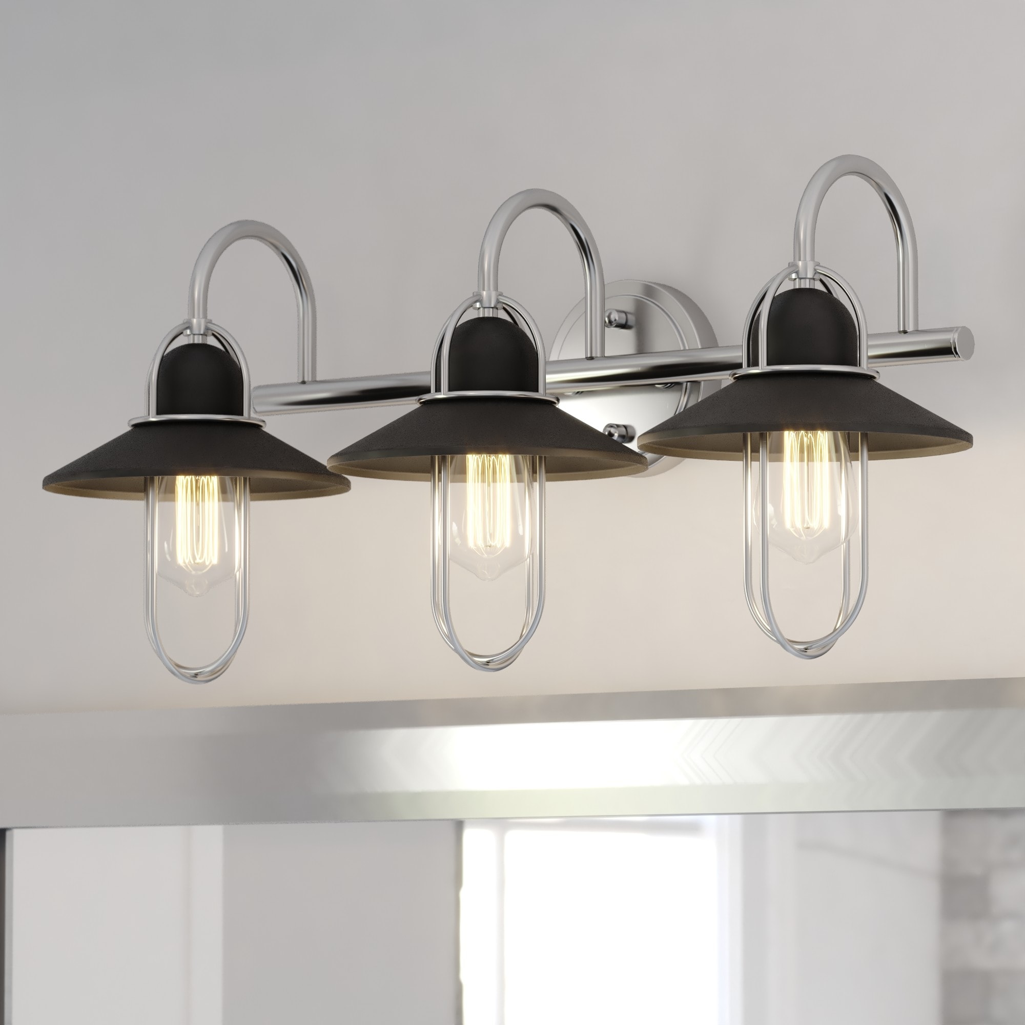Cascadia Galena 25.25-in 3 Light Multiple finishes Black Coastal Bathroom Vanity light