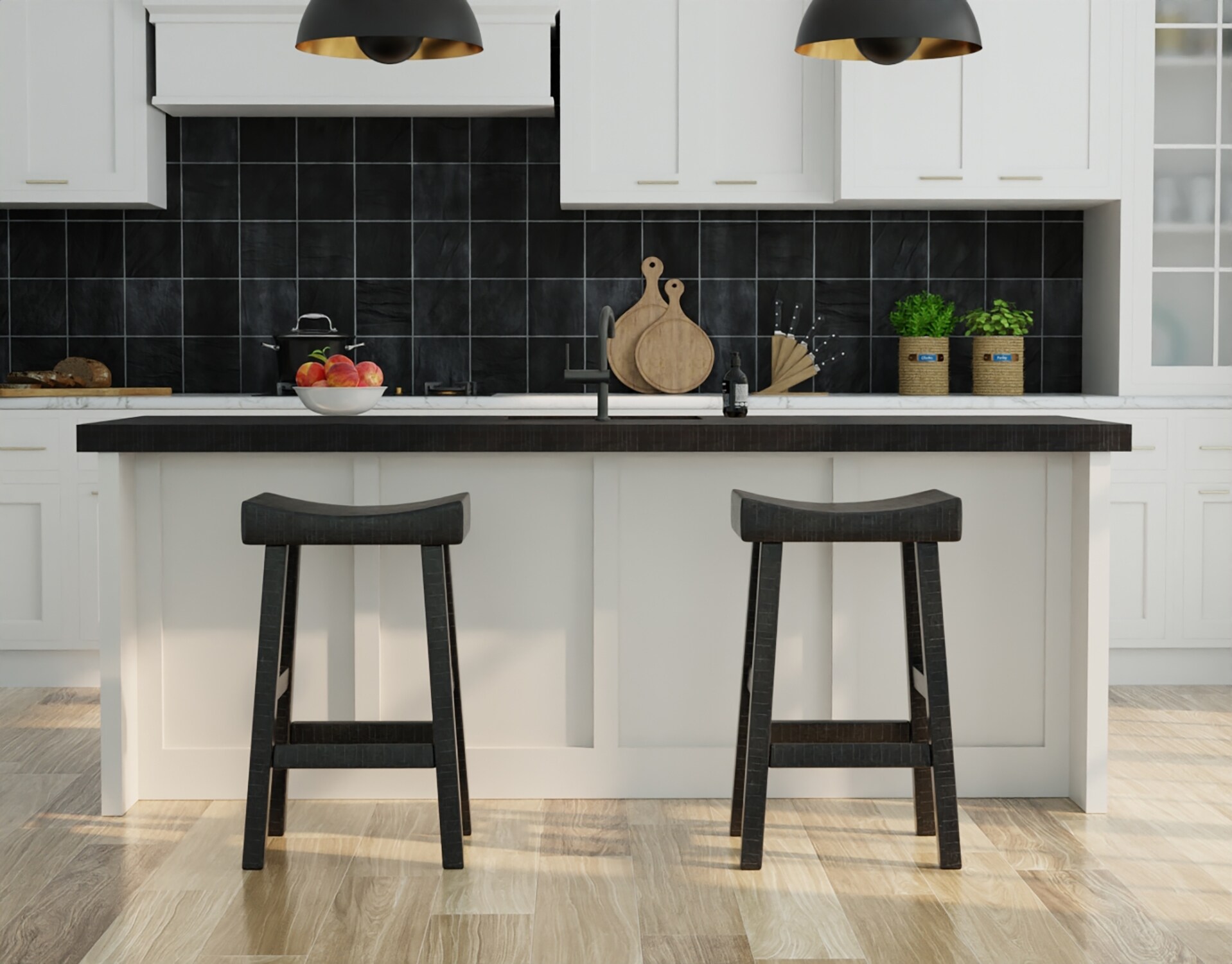 Colburn 33.5'' Espresso Solid Rubberwood Saddle Bar Stool