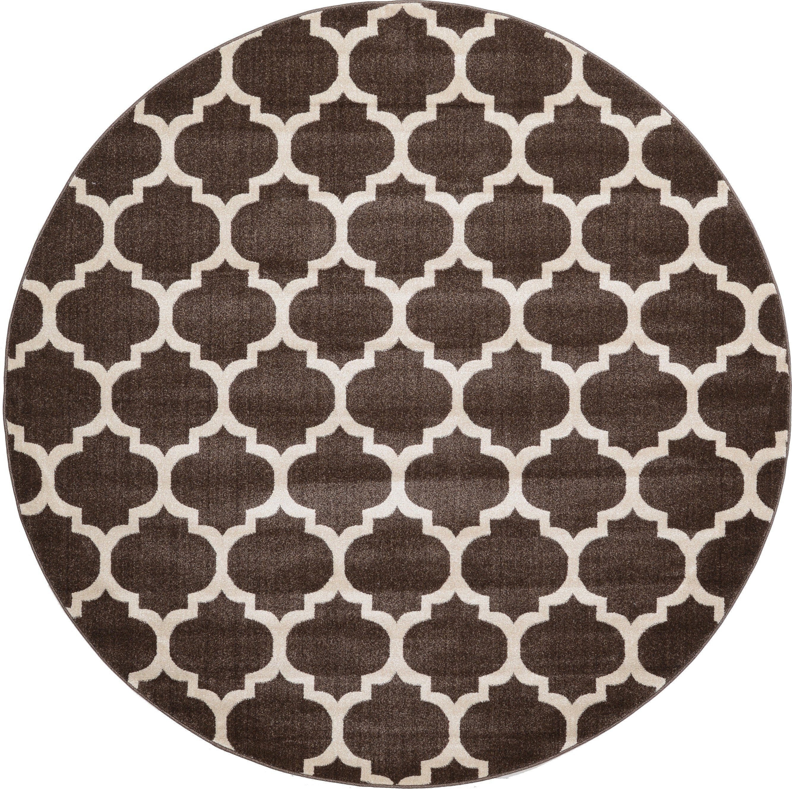 Unique Loom 3115827 Philadelphia Trellis 8 x 8 (ft) Loomed Polypropylene Chocolate Brown Round Indoor Geometric Industrial Area rug
