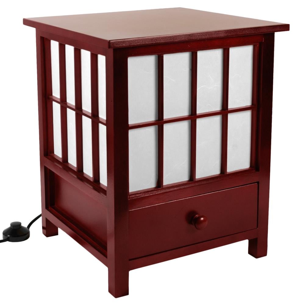 Red Lantern LMP-HOKK3-ROSEWOOD Oriental Furniture 19-in Rosewood Shaded floor lamp Floor Lamp with Fabric Shade