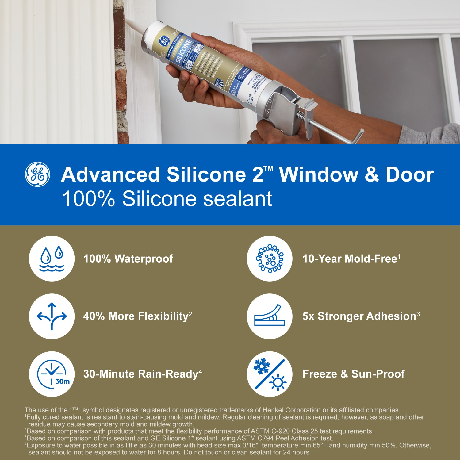 GE Advanced Silicone 2 Windows, Doors, Exteriors 10.1-oz Black