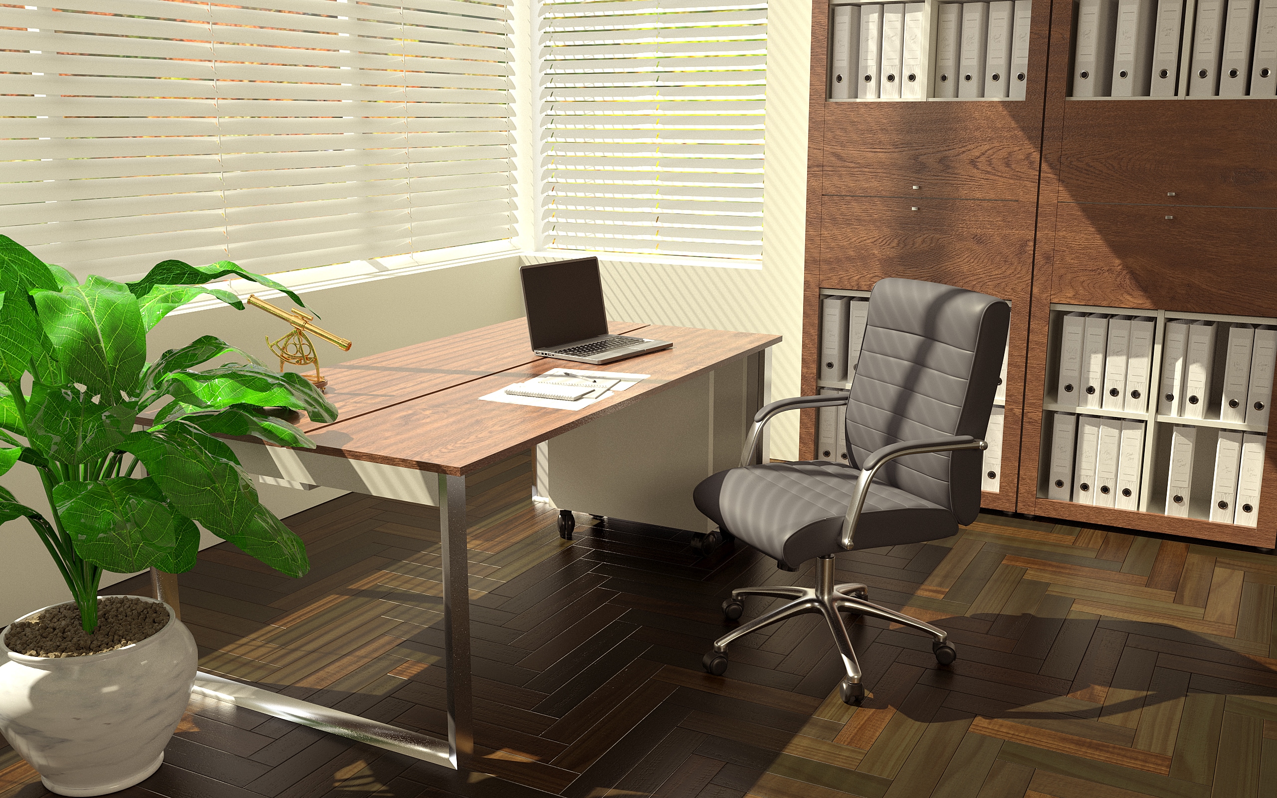 Modern Executive Ergonomic Swivel Chair in Ribbed Gray Vinyl