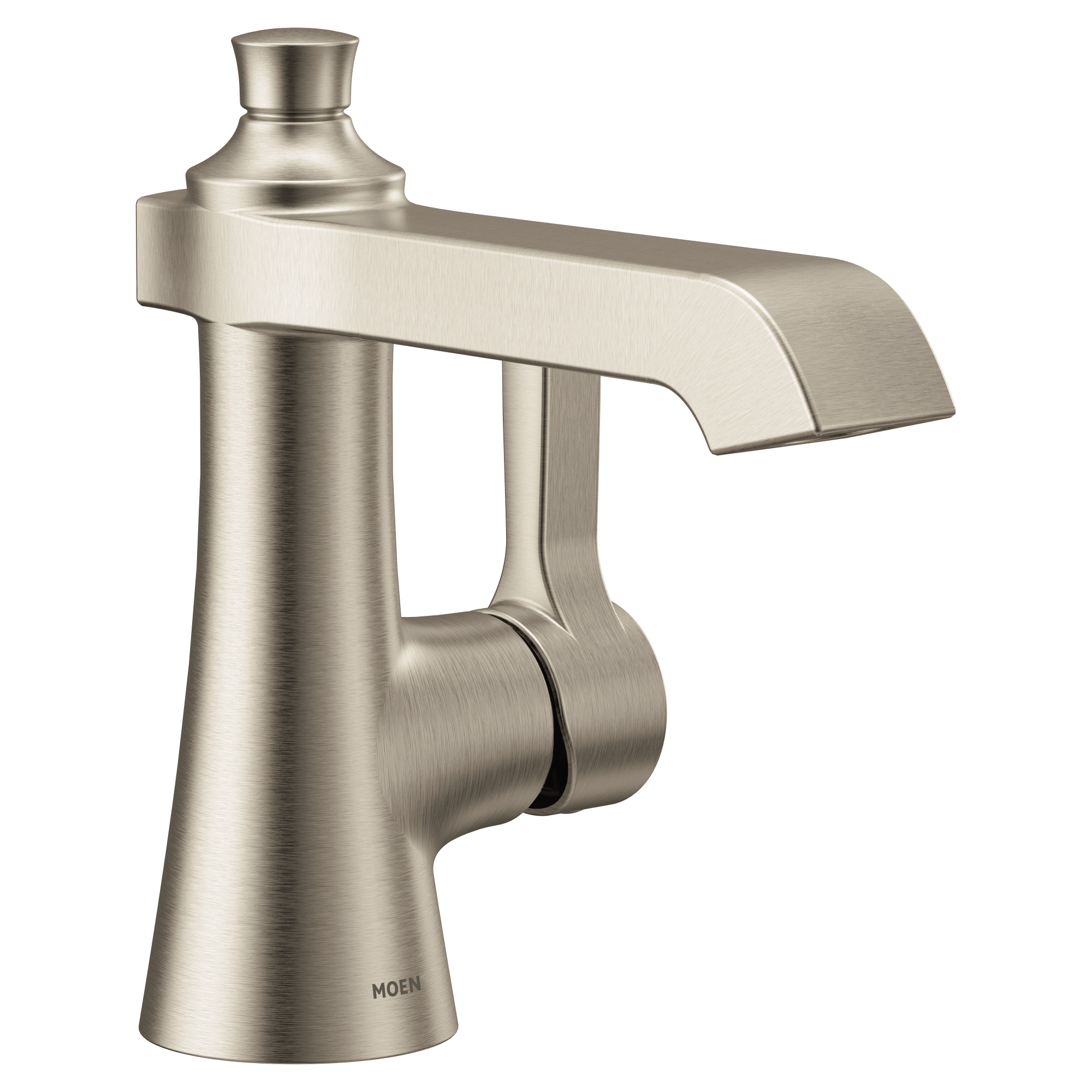 Moen S6981BN Flara Brushed Nickel Single hole 1-handle WaterSense Low-arc Residential Handle Bathroom Sink Faucet with Drain