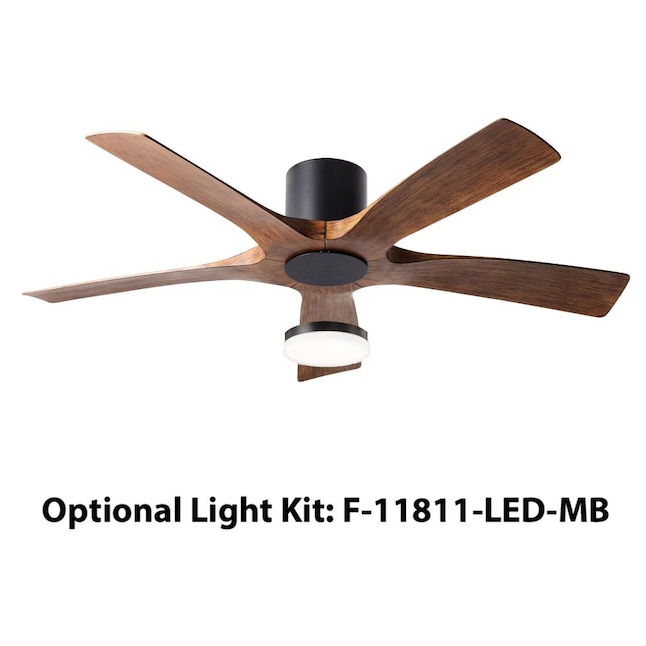 Modern Forms Aviator 54 In Matte Black Led Indoor Outdoor Flush Mount Smart Ceiling Fan Wall Mounted 5 Blade The Fans Department At Com - Which Is Better 4 Or 5 Blade Ceiling Fan