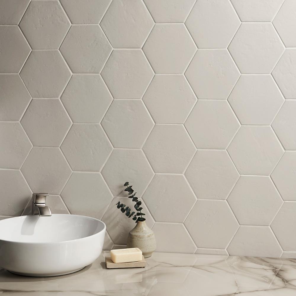 Artmore Tile Triton Cream 6-in x 8-in Glossy Porcelain Stone Look Tile ...