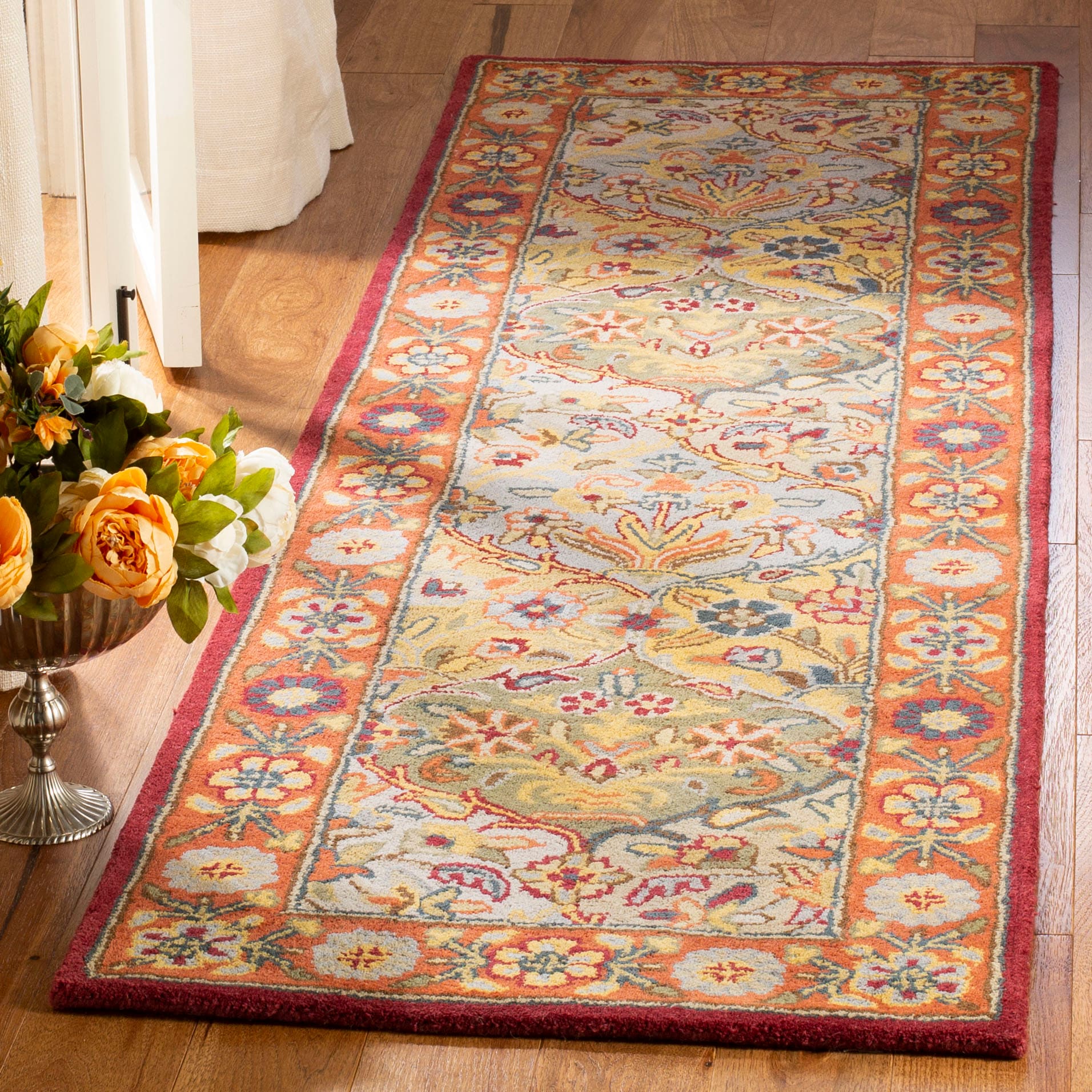 Safavieh HG510B-210 Heritage Baktiari 2 x 10 (ft) Tufted Wool Multi/Red Rectangular Indoor Floral/Botanical Oriental Runner rug