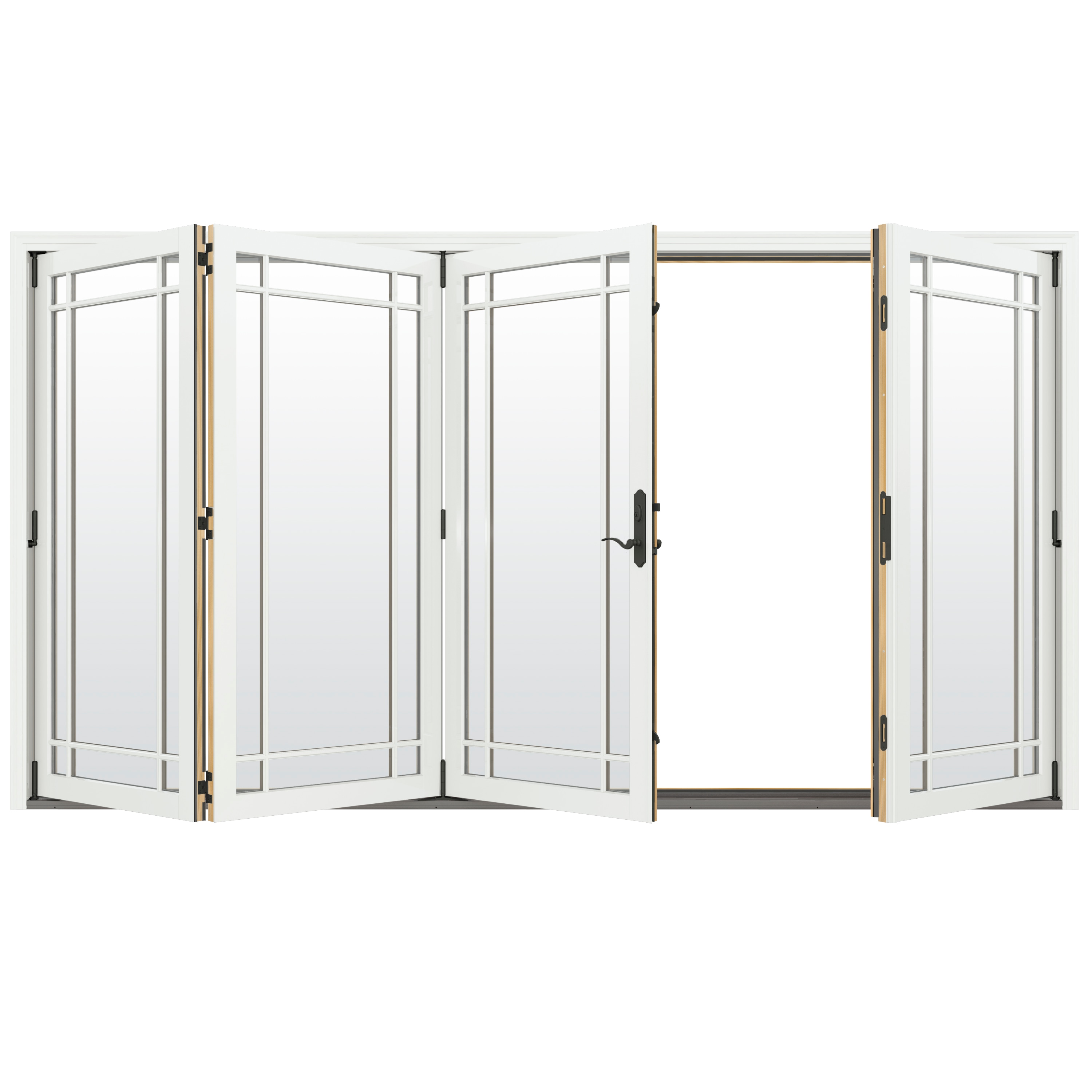 124-in x 80-in Low-e Argon Simulated Divided Light White Clad-wood Folding Left-Hand Outswing Patio Door | - JELD-WEN LOWOLJW247800055