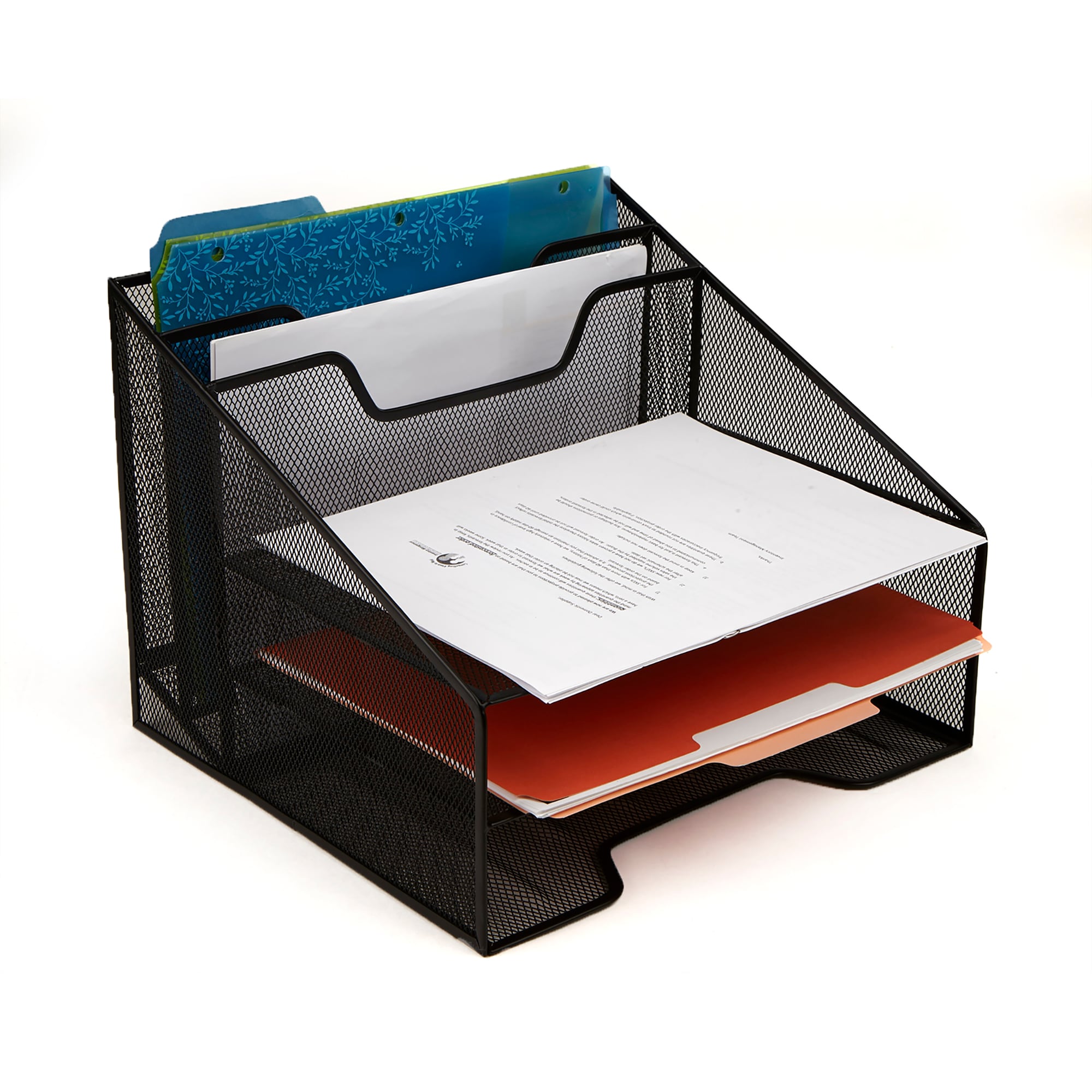 Desk File Organizer Paper Sorter for Letter/A4 Size Folders Documents Mesh Made Black Samstar 4 Tier Stackable Letter Paper Tray 