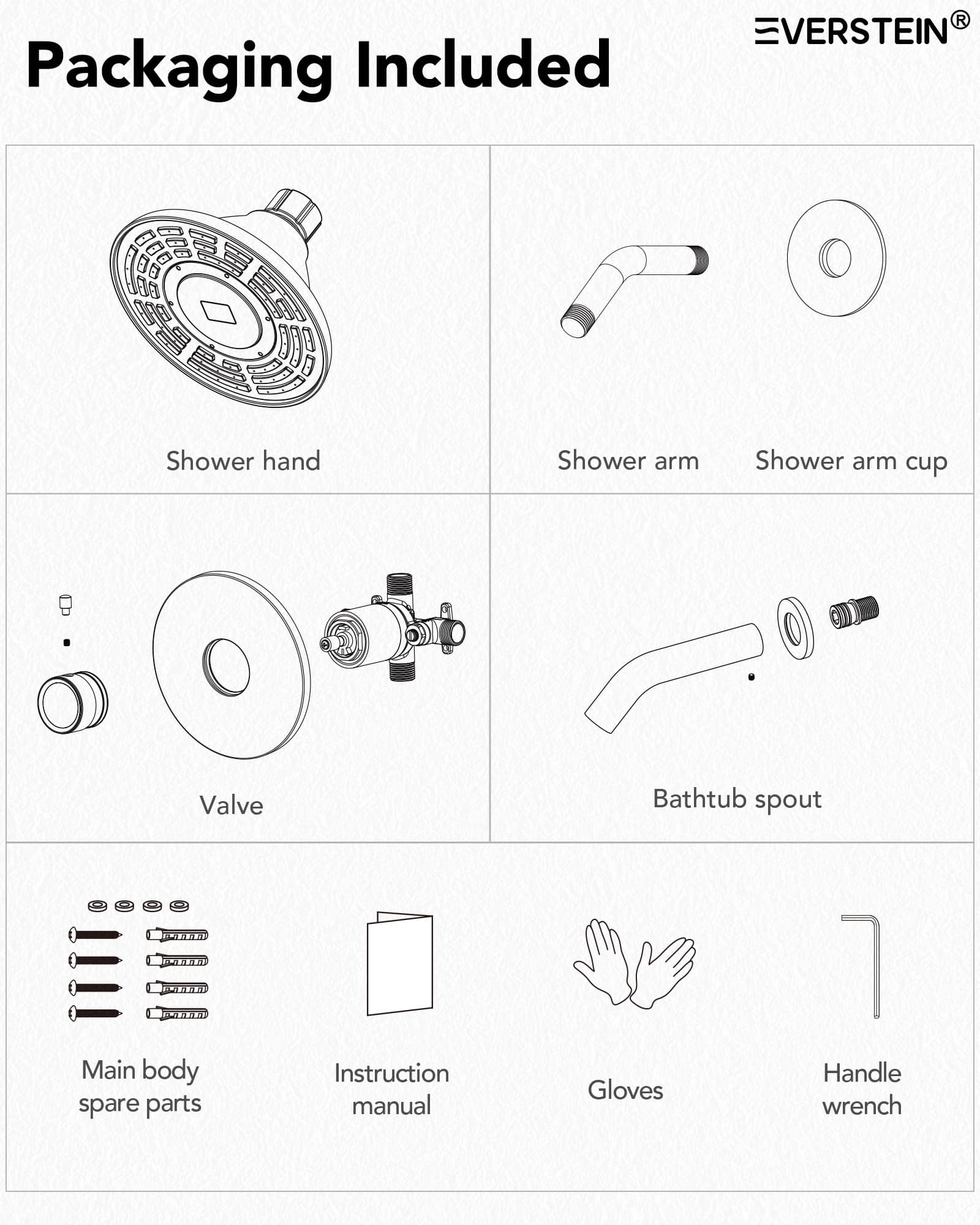 EVERSTEIN SFS-1018-NK5 Showerhead-Bar-Panels - View #11