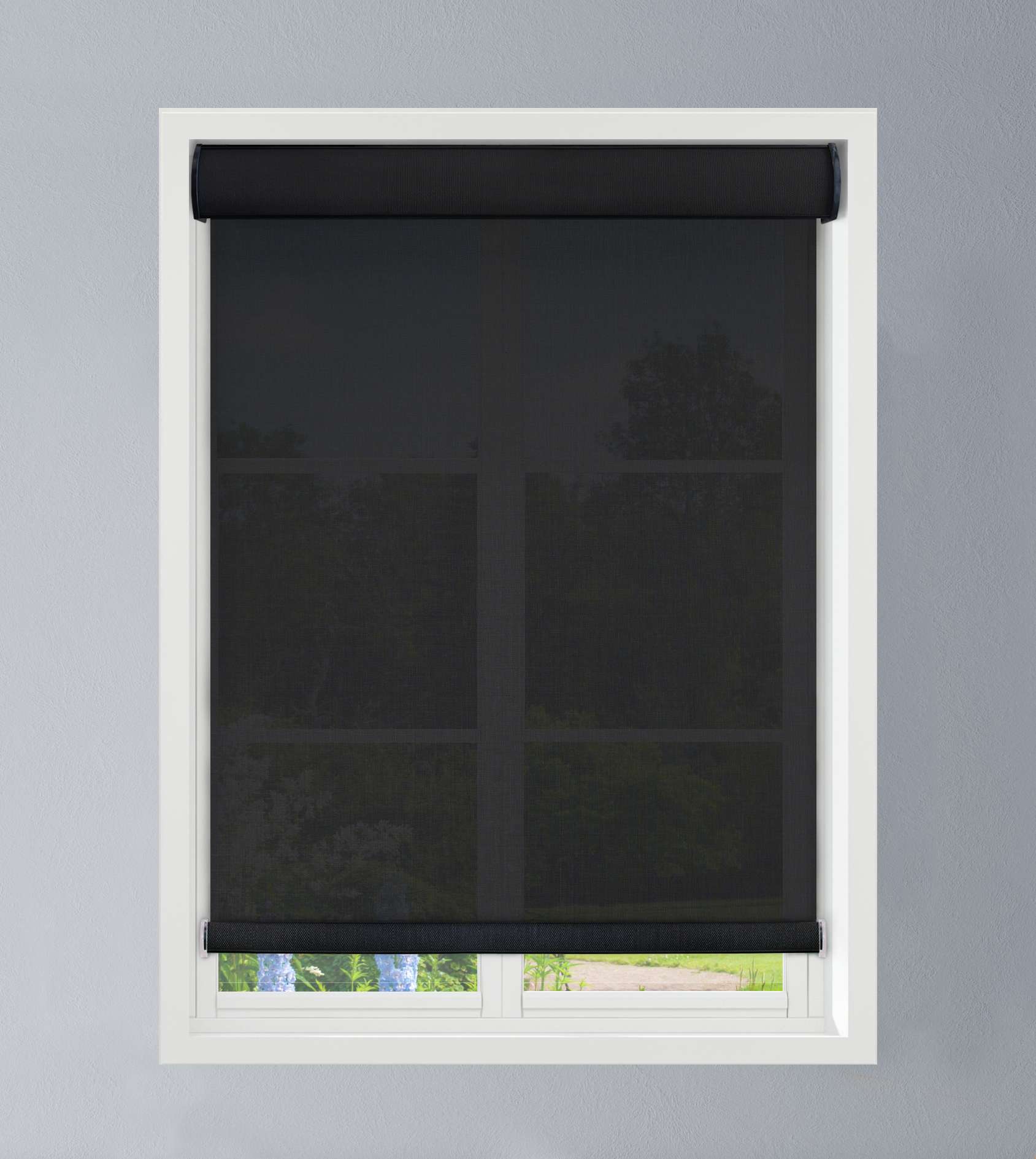 Linen Avenue - Custom Cordless Cassette 5% Solar Roller Shade 67Wx66H Black Arrives .25 Inch Nar...