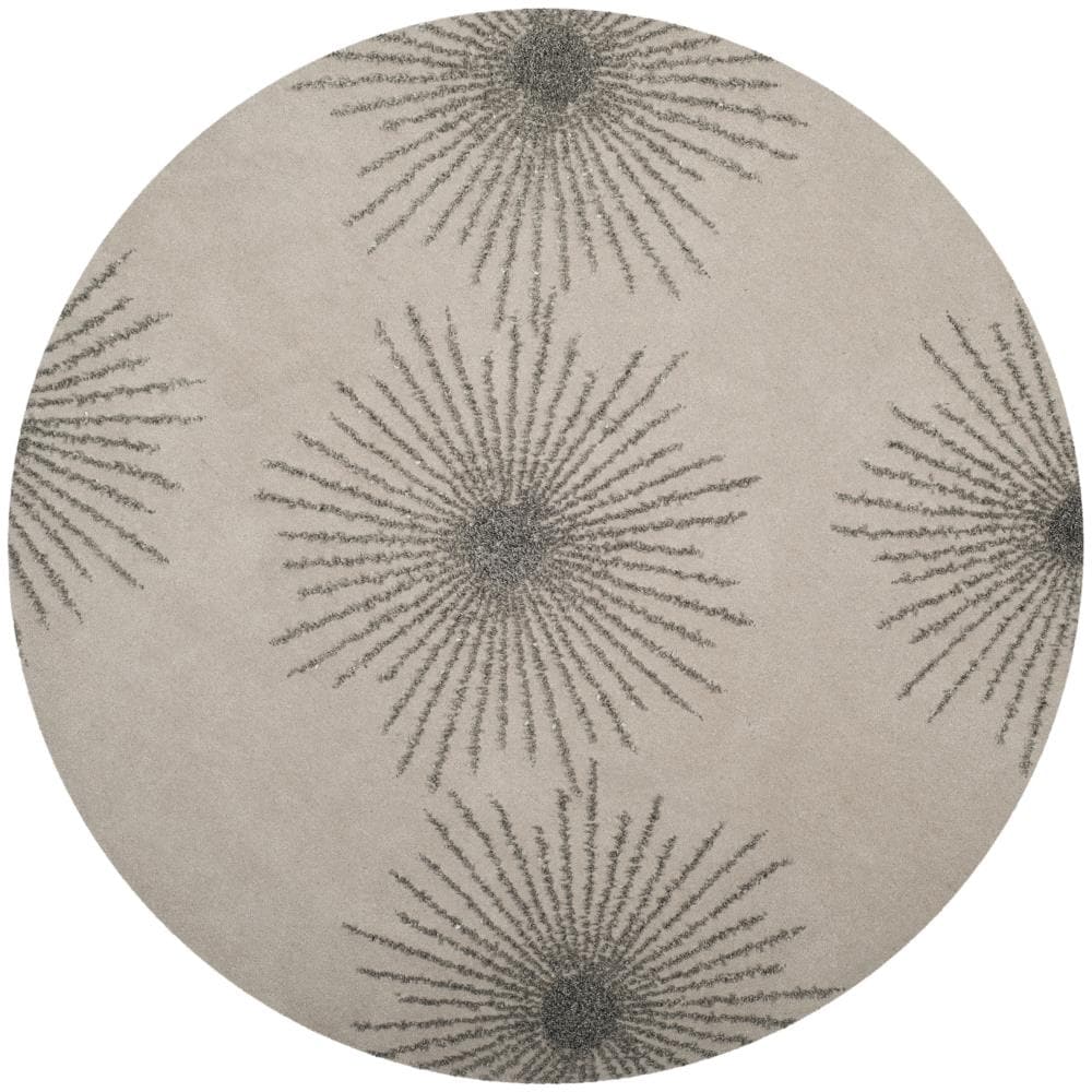 Safavieh SOH712J-6R Soho Starburst 6 x 6 (ft) Tufted Wool Ivory/Silver Round Indoor Abstract Area rug