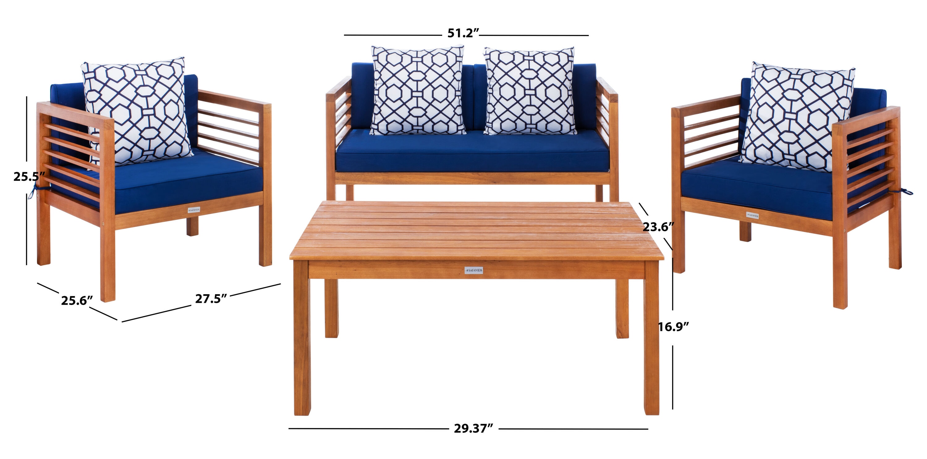 Safavieh PAT7033E Patio-Conversation-Sets - View #4