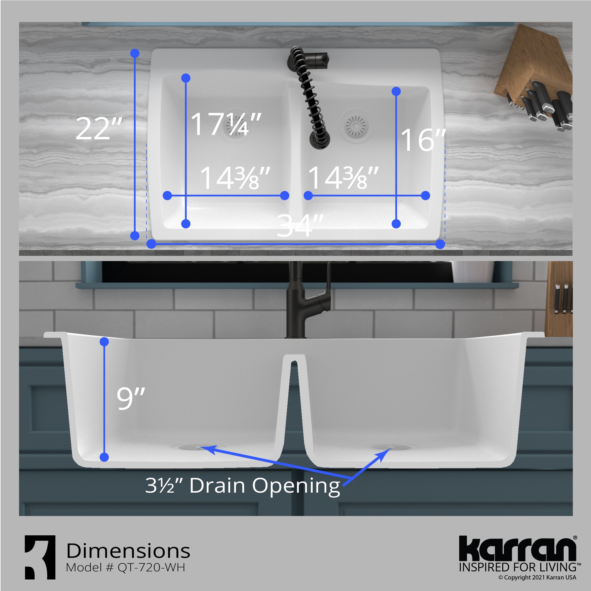 Karran QT-720-WH-PK1 Kitchen-Sinks - View #9