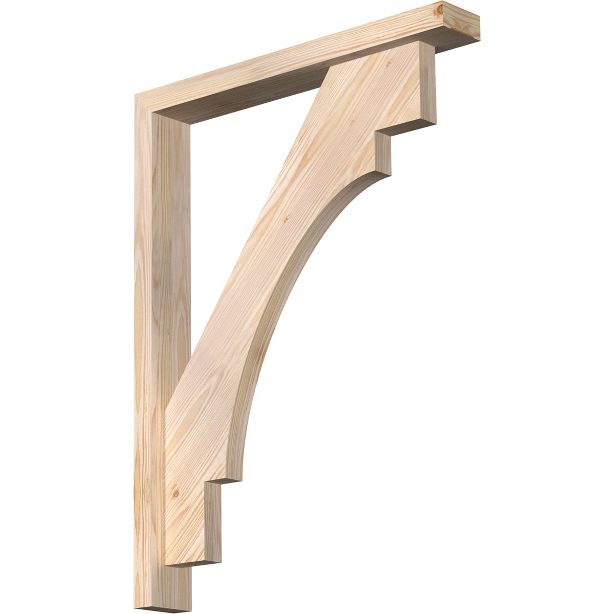 Ekena Millwork 1463325 Merced Block Smooth Bracket with Offset Brace Douglas Fir Wood Standard Bracket