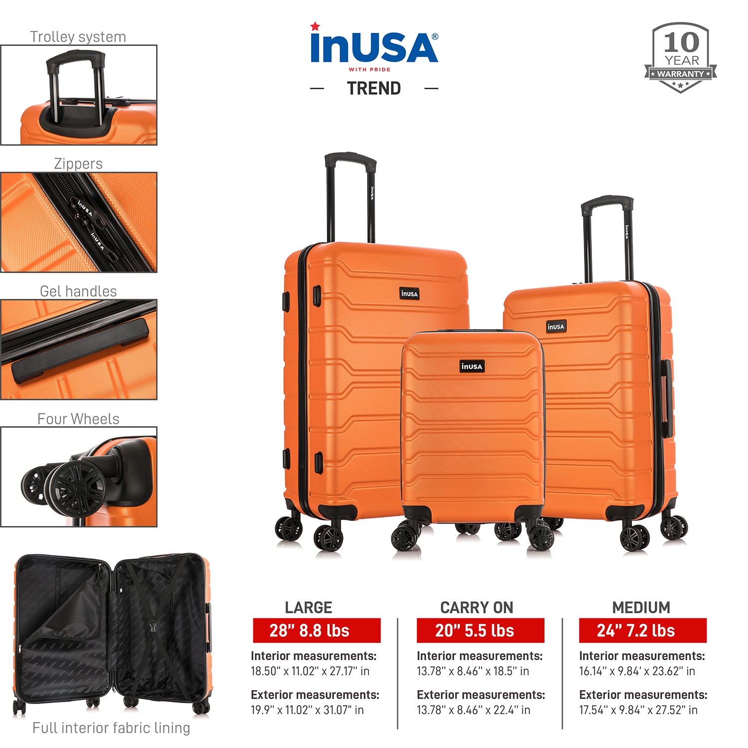 InUSA IUTRESML-ORA Luggage-And-Luggage-Sets - View #3