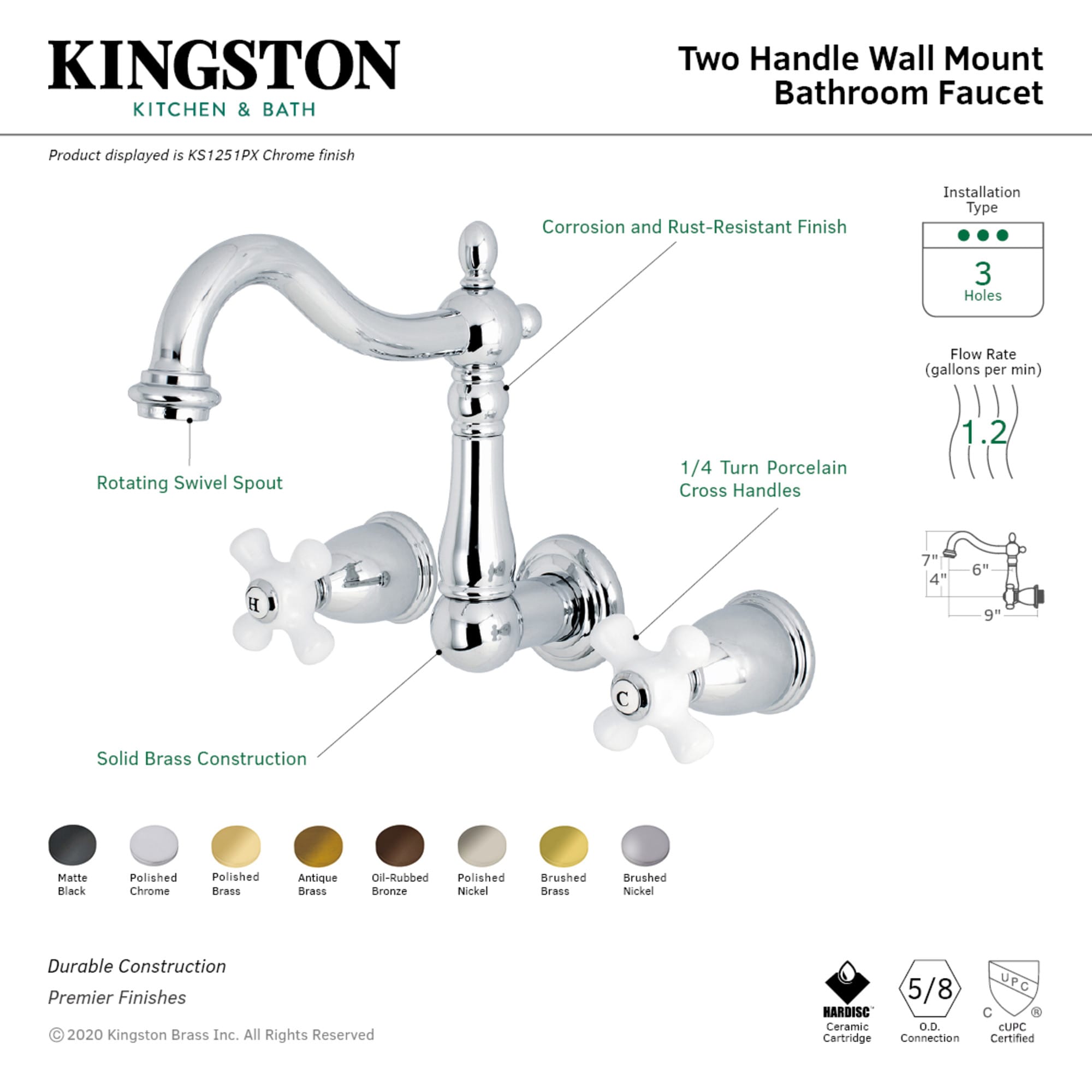 Kingston Brass WLKS1255PX Lavatory-Faucets - View #2