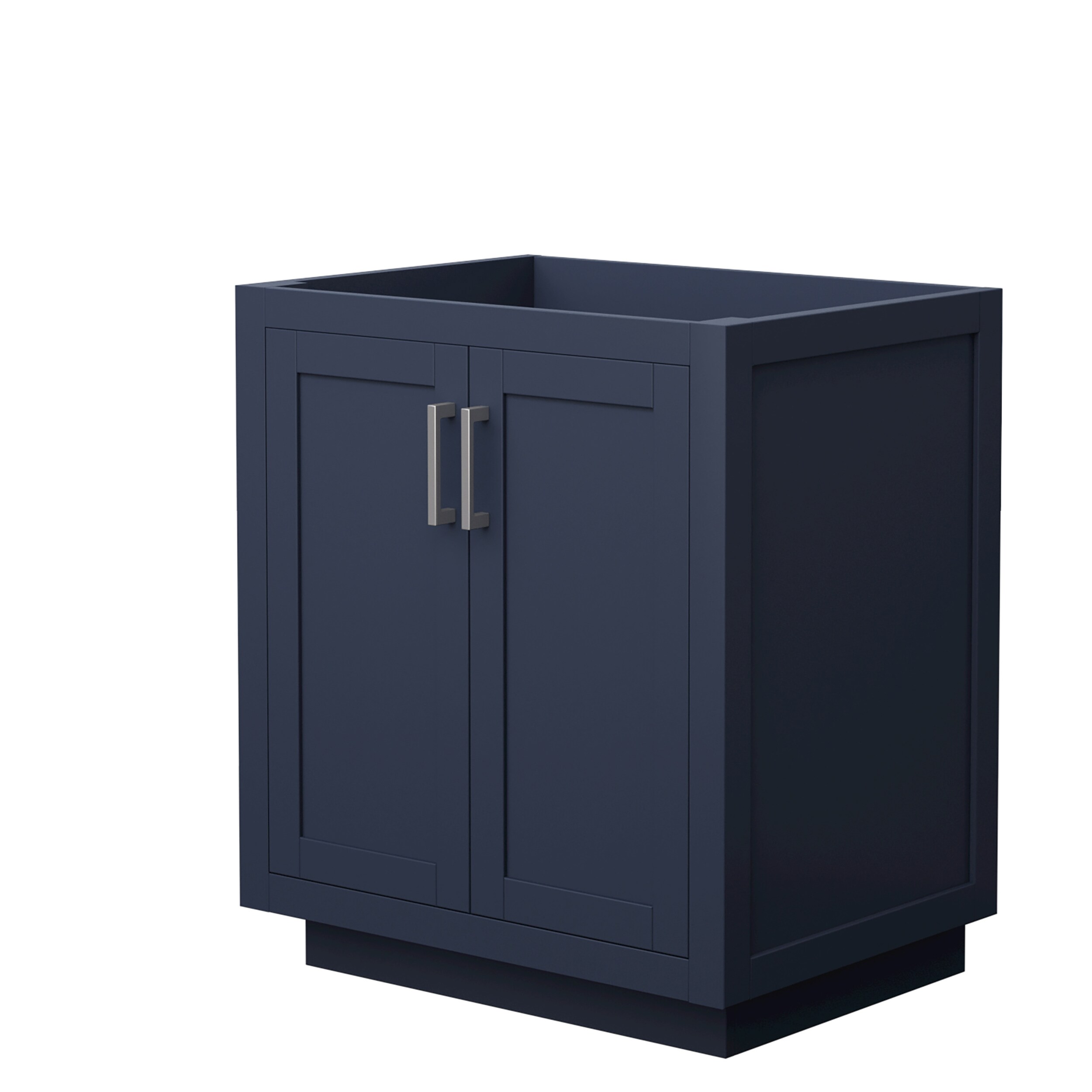 Wyndham Collection WCF292930SBNCXSXXMXX Miranda 30-in Dark Blue with Brushed Nickel Trim Bathroom Vanity Base Cabinet without Top