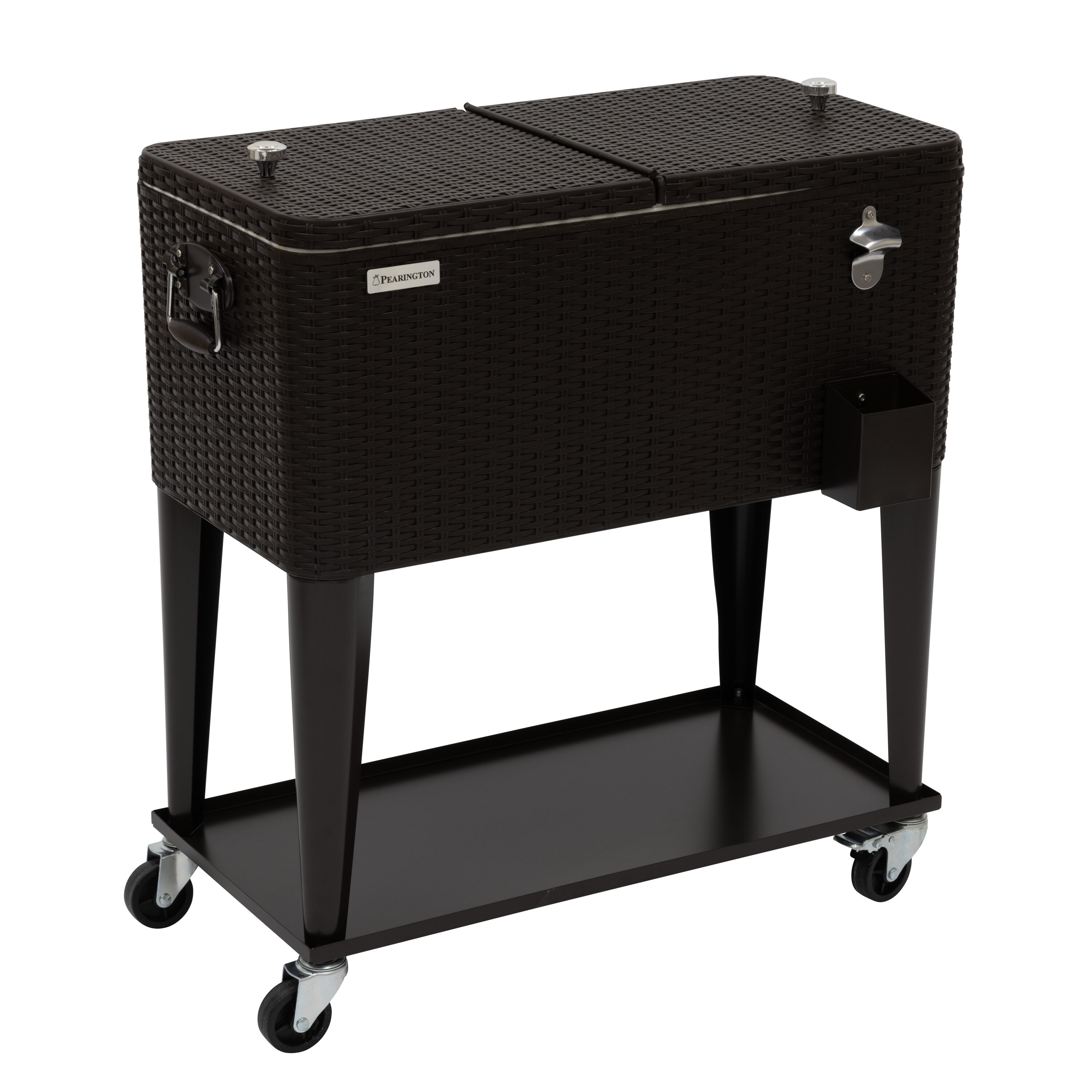 Sunjoy Insulated Beverage Cooler - 80 Quart Capacity - Steel Construction -  Brown Wood Grain Finish - Chalkboard Front - Locking Casters in the Beverage  Coolers department at