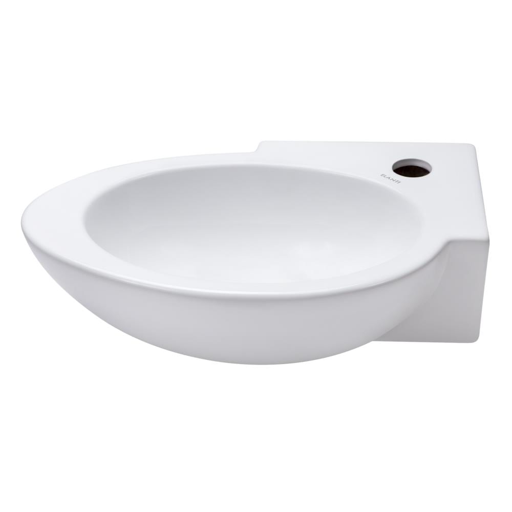Elanti 1603-L Vitreous china Wall-mount Oval Modern White Bathroom Sink ( 16.75-Inches x 11-Inches )