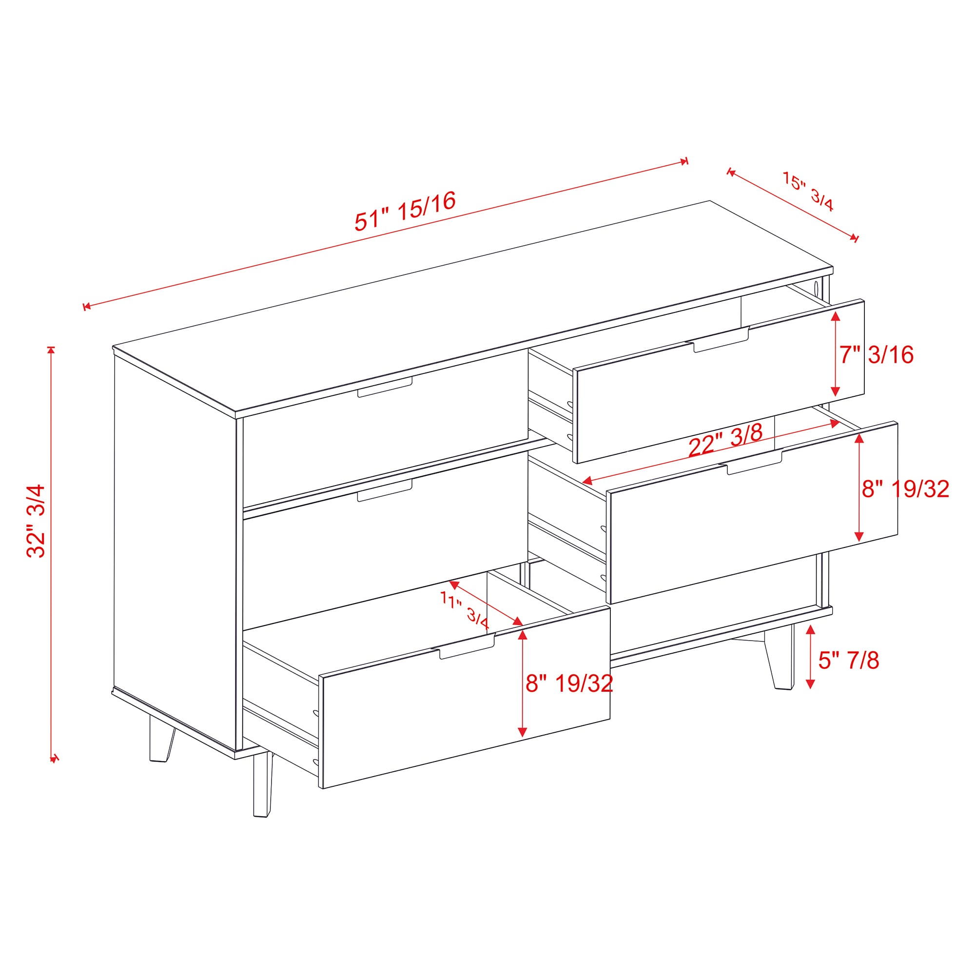 Walker Edison LWR6DSLDRCA dressers - View #18