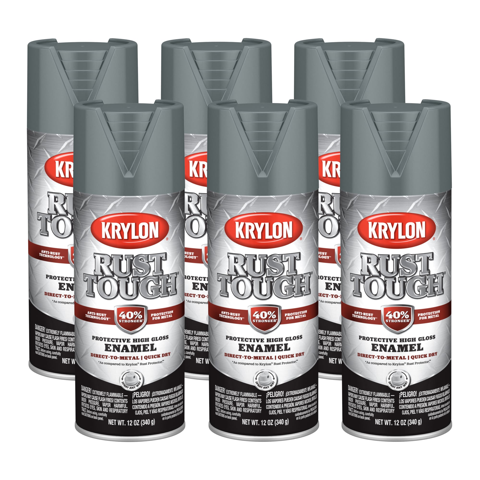 Krylon Rust Tough Gloss Battleship Gray Enamel Enamel Spray paint ( NET WT. 36-oz ) 6 -Pack