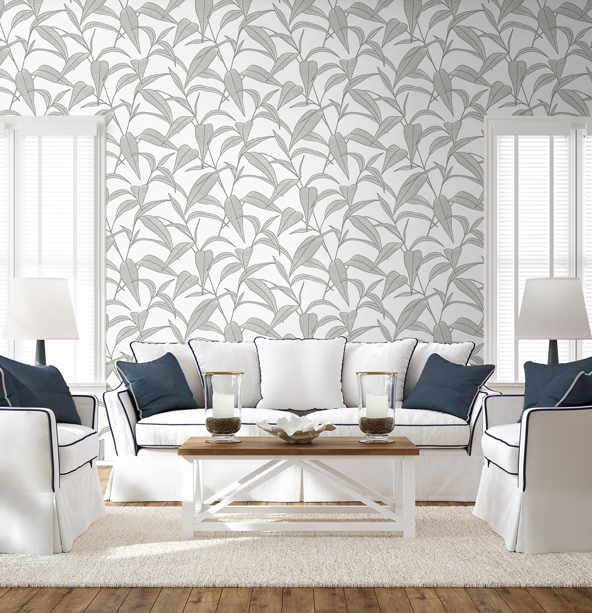 Greystone Pinstripe Leaf Trail Self-Adhesive Vinyl Wallpaper Roll