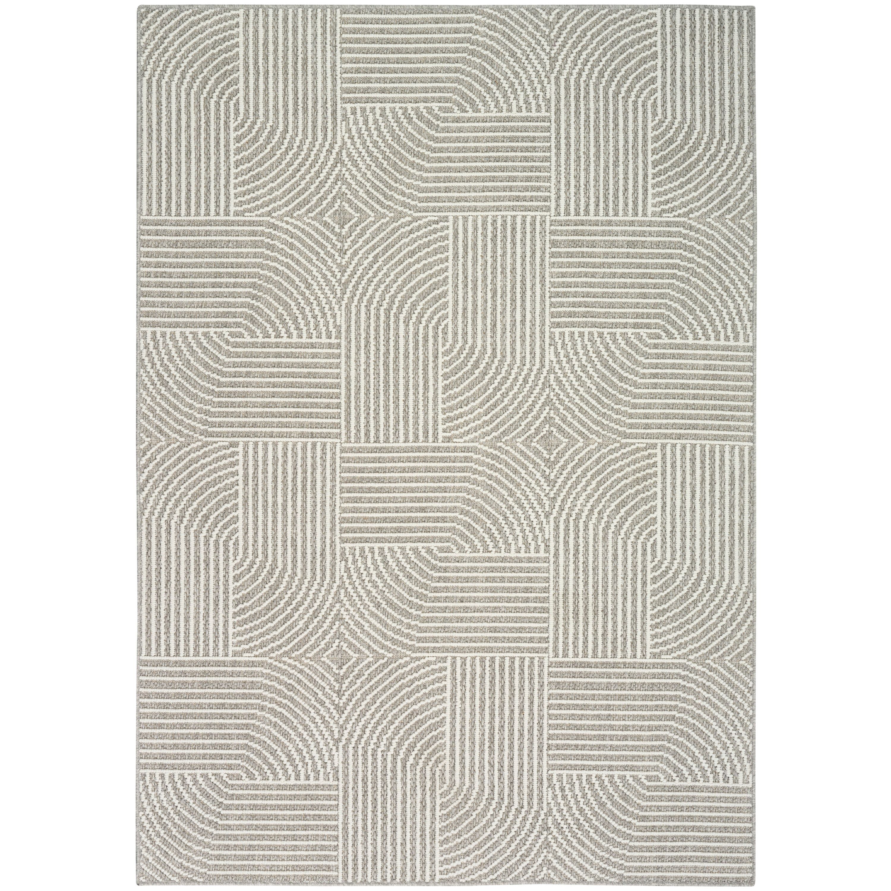 Nourison 841491141588 Textured Home Geometric 3'11" x 5'11" Grey Ivory Indoor Area Rug