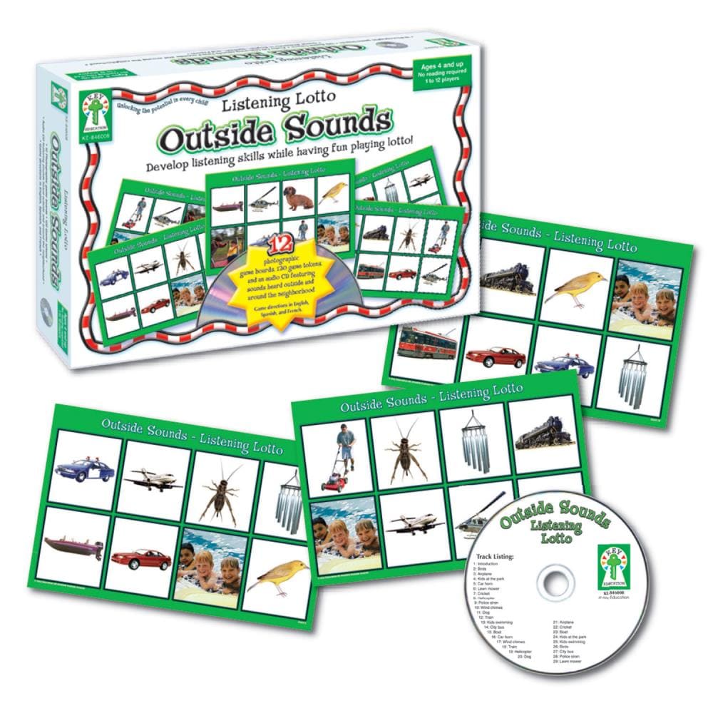  KE-846008 Listening Lotto: Outside Sounds Board Game, Grade PK-1