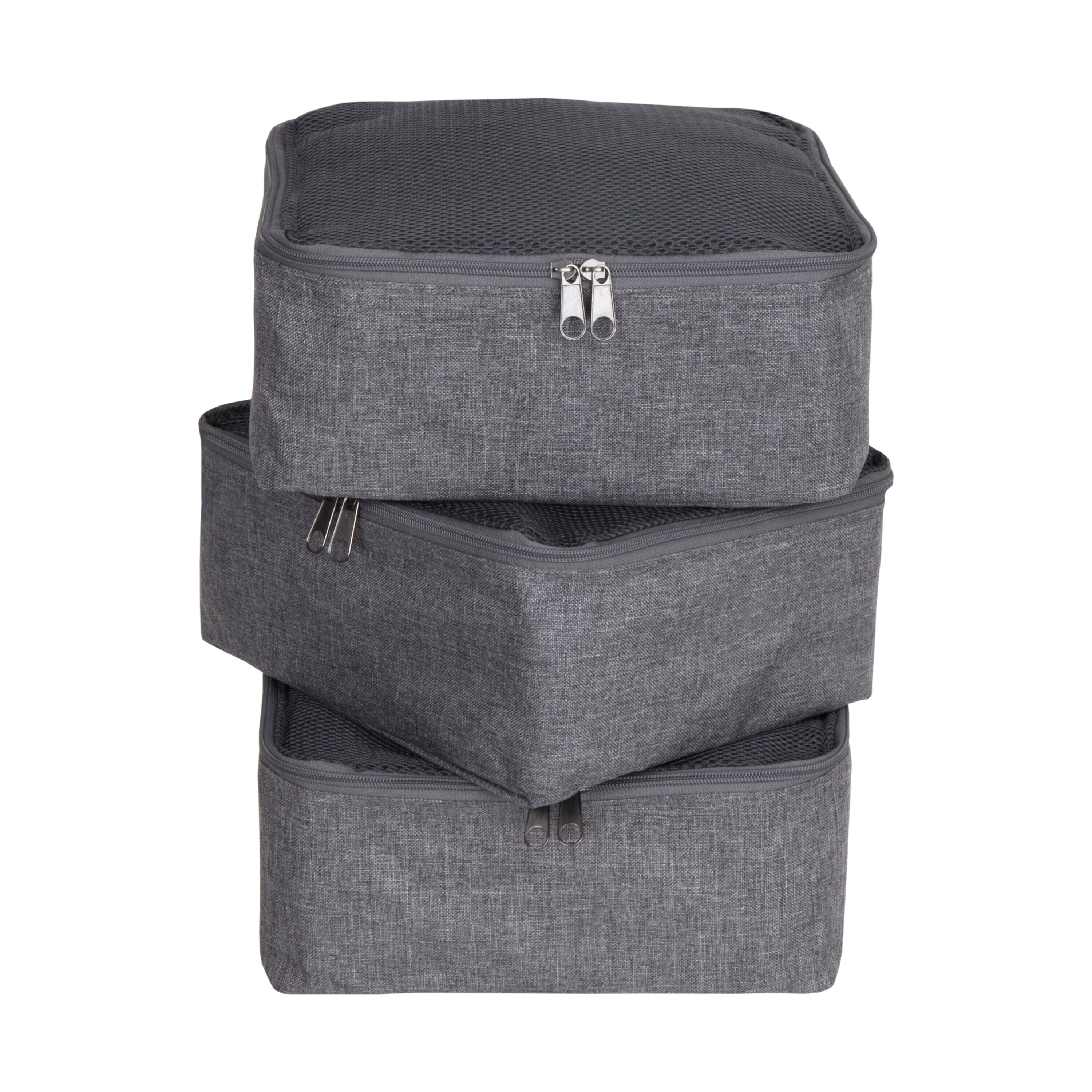 BIGSO BOX OF SWEDEN 992PS0117X3 3-Pack Travel 8.7-in W x 4.7-in H x 10.2-in D Grey Polyester Collapsible Stackable Zipper Cabinet