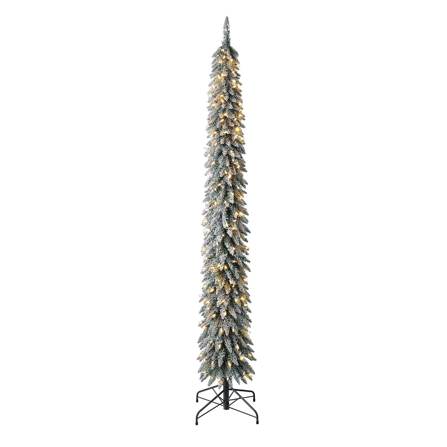 Home Heritage 217897 Albert 7 Feet Flocked Pencil 200 LED Pre-Lit Artificial Christmas Tree